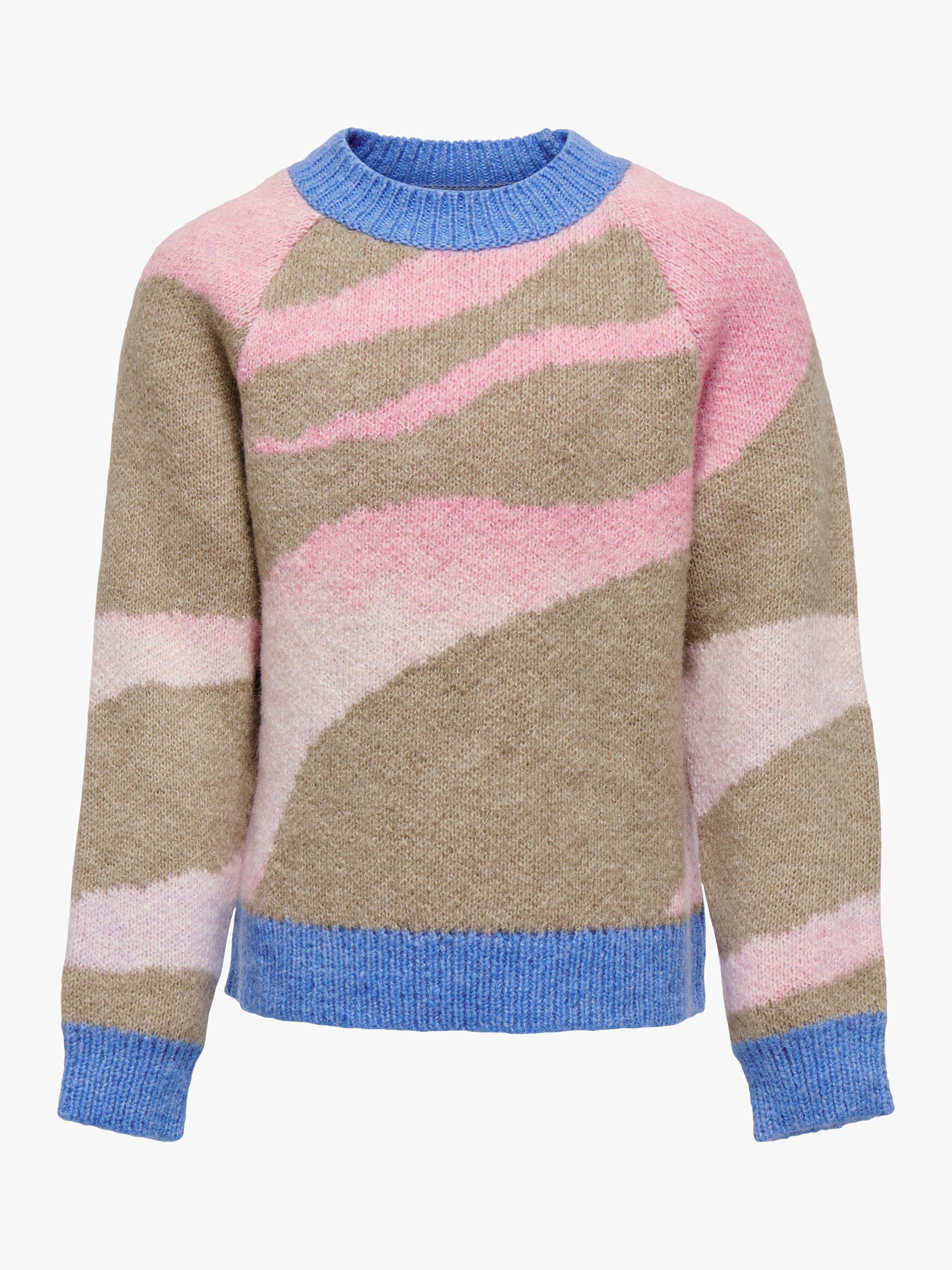 ONLY Kids' Kogcassie Jacquard Jumper, Nomad/Cyclamen/Bonbon