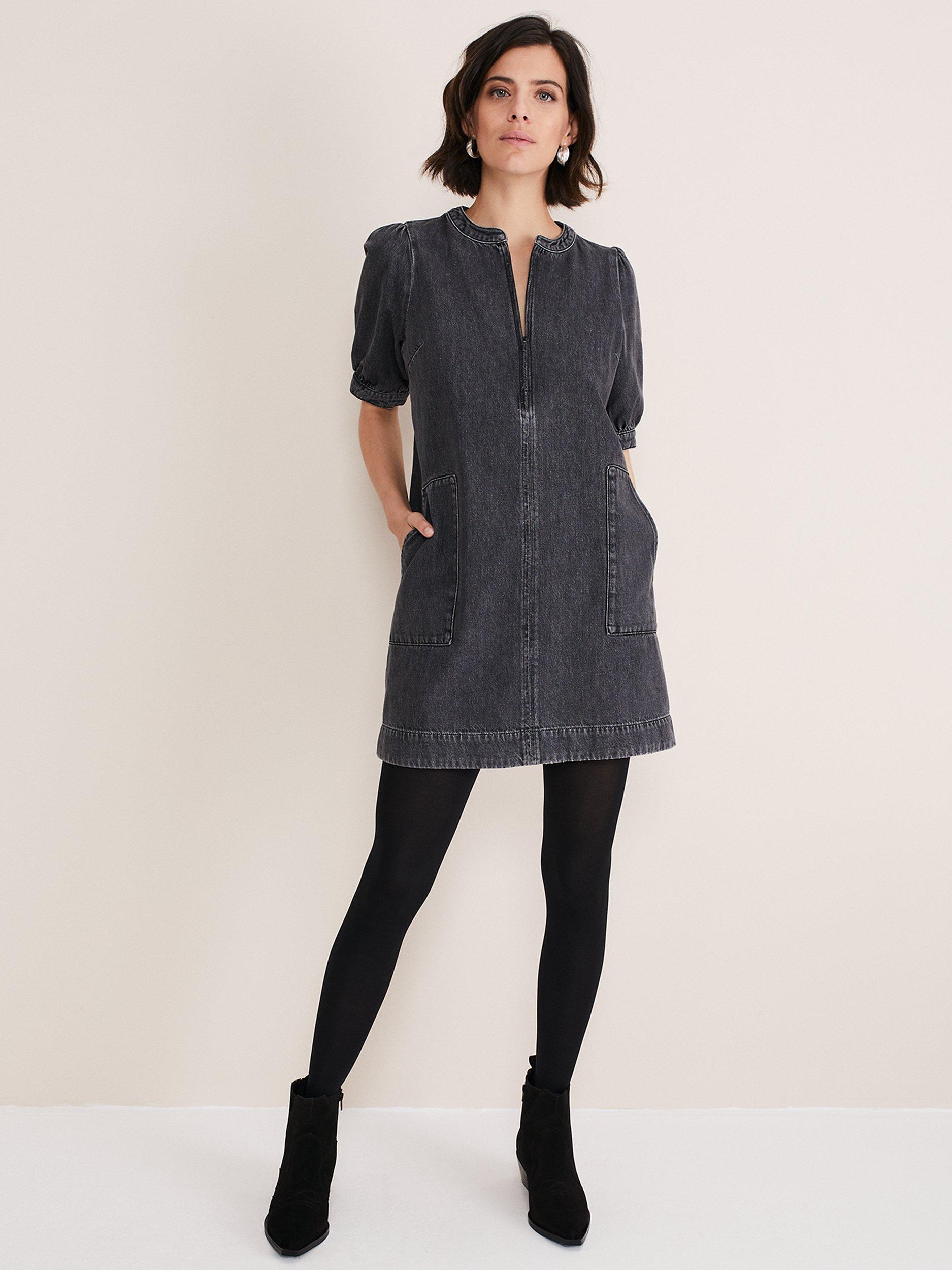 Phase Eight Jett Denim Shift Dress, Grey