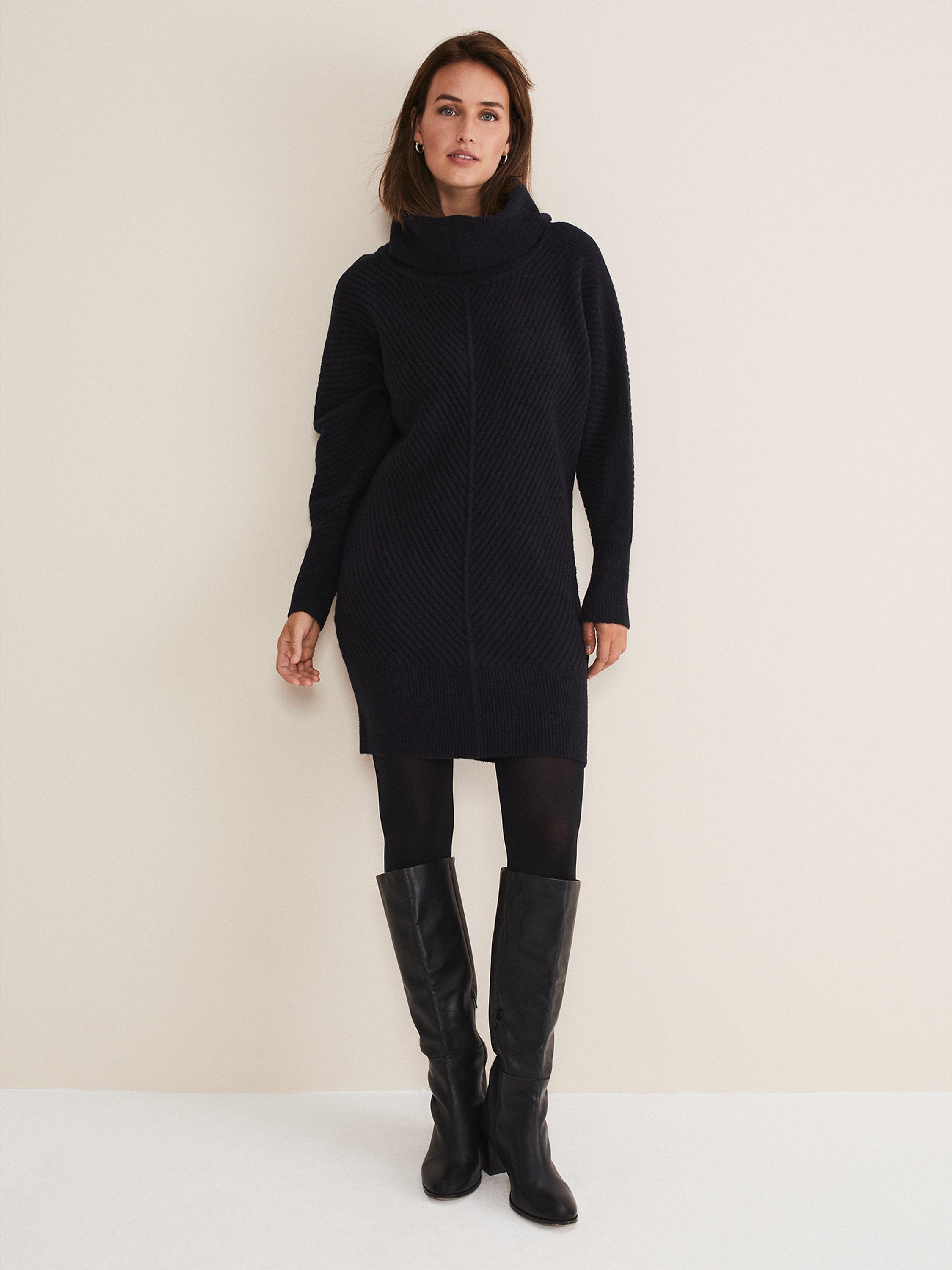 Phase Eight Filipa Wool Blend Jumper Dress, Midnight