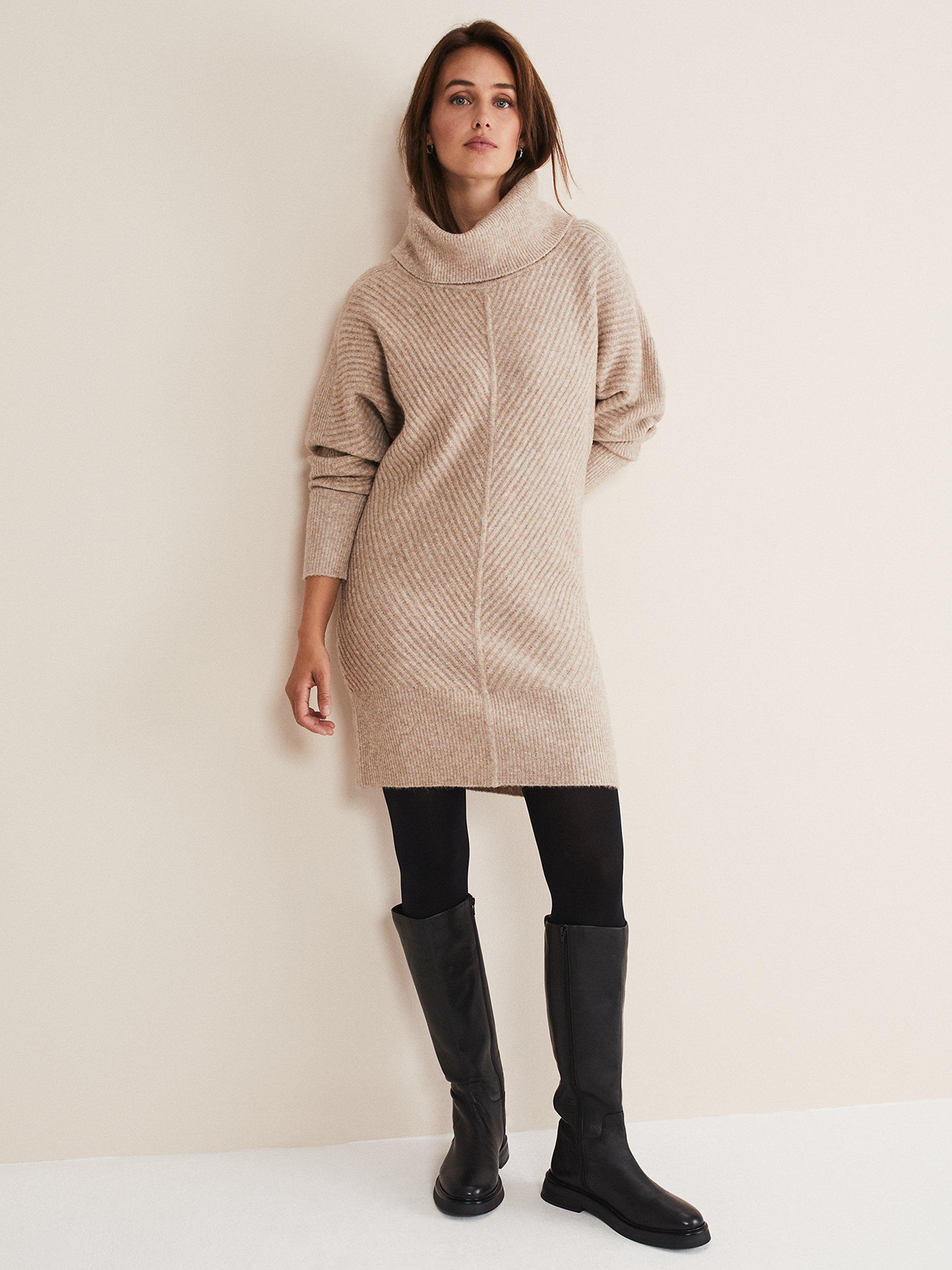 Phase Eight Fillipa Roll Neck Jumper Dress, Oatmeal