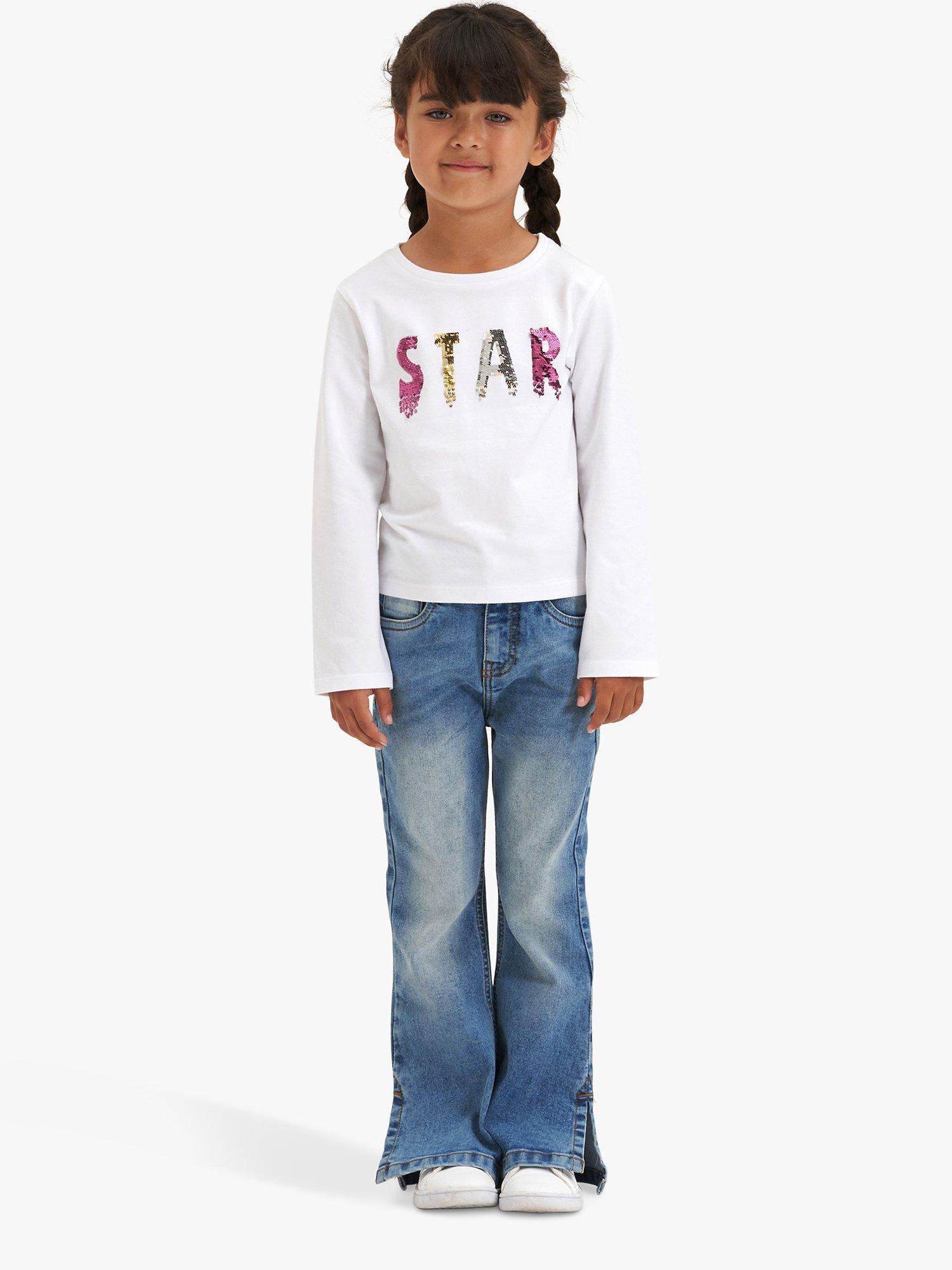 Angel & Rocket Kids' Star Sequin Top, White