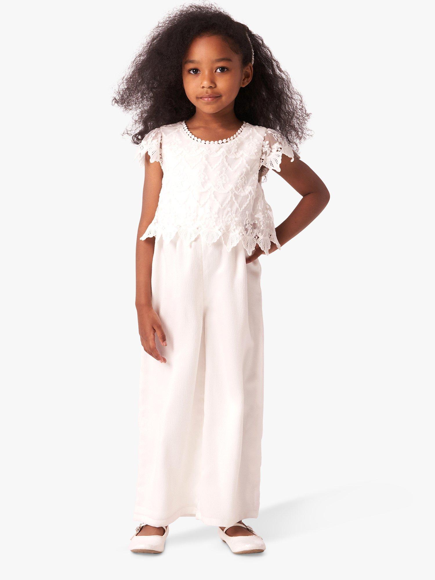 Angel & Rocket Kids' Lucy Lace Jumpsuit, Ivory