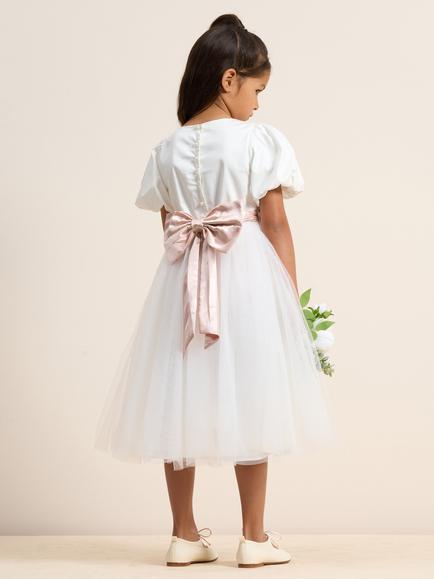 Angel & Rocket Kids' Celine Tulle Bridesmaid Dress, Ivory - view 2, Ivory