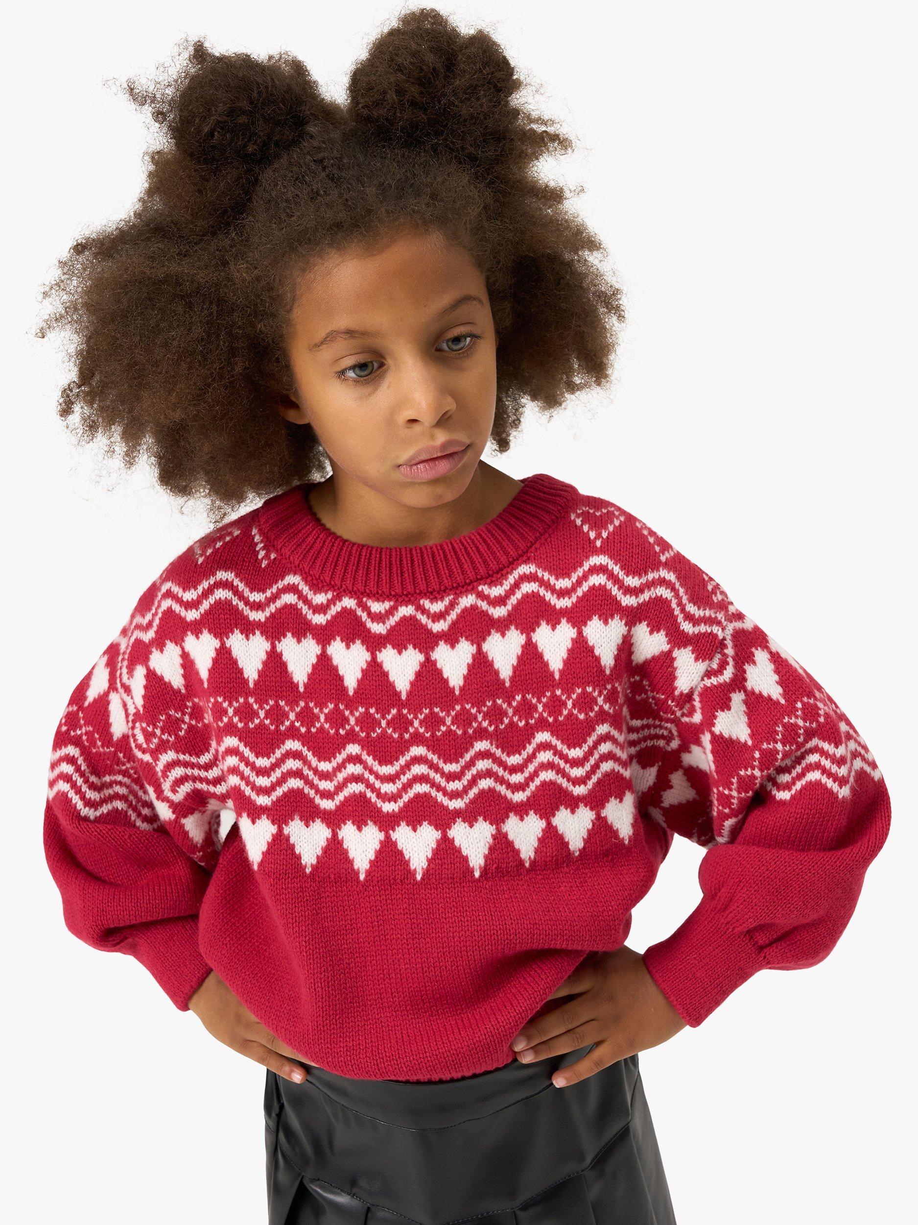 Angel & Rocket Kids' Holly Fair Isle Jumper, Red