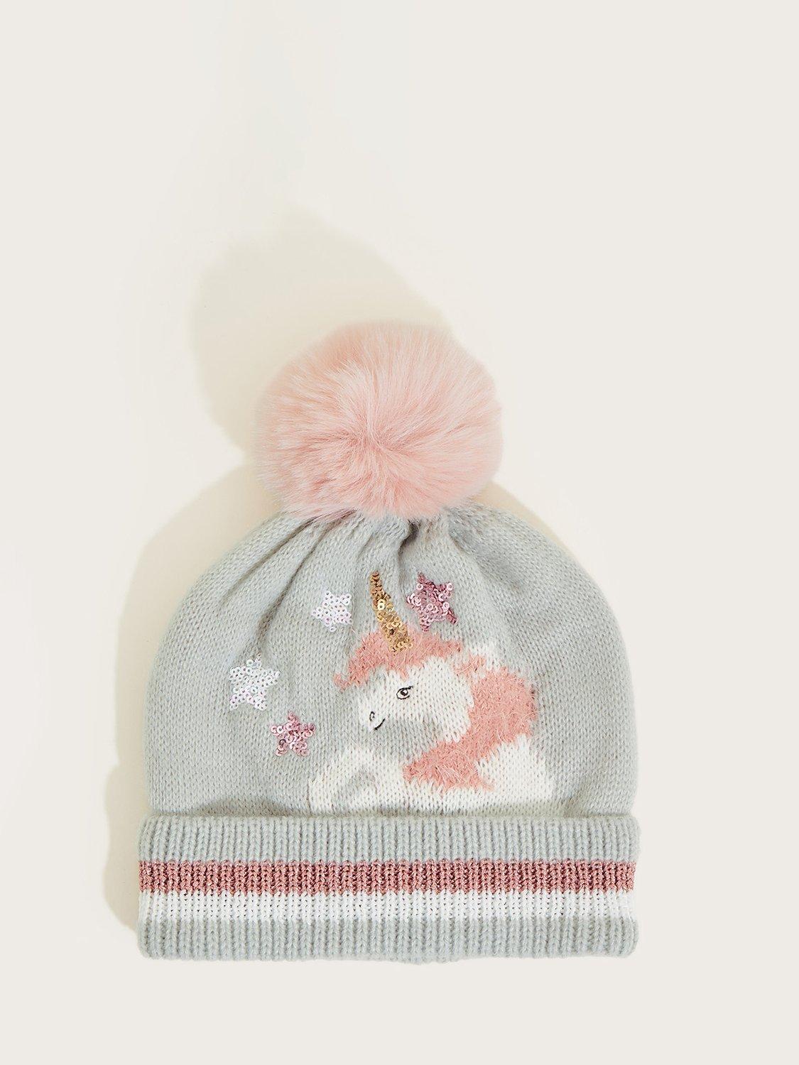 Monsoon Kids' Fluffy Unicorn Hat, Grey