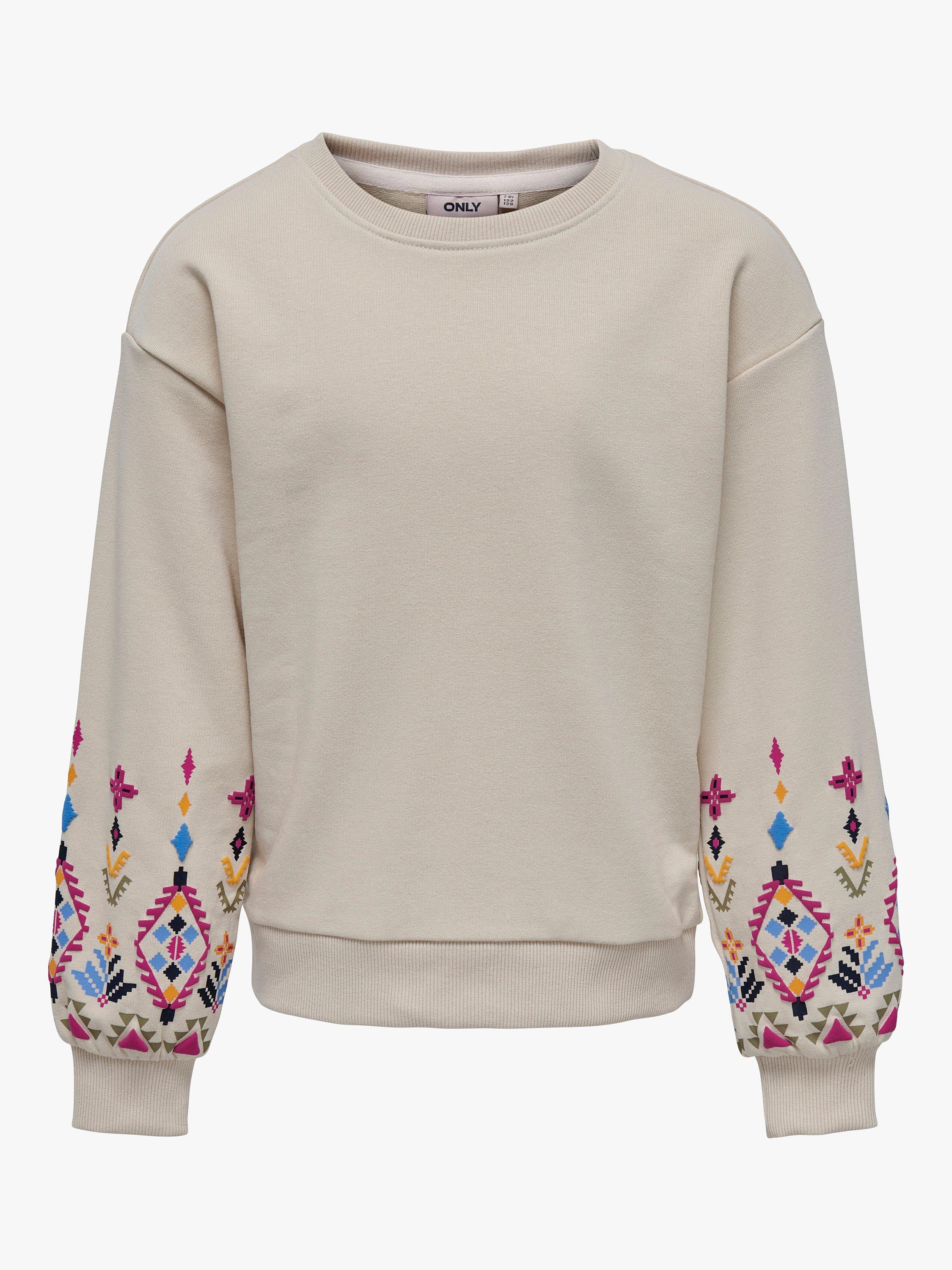 ONLY Kids' Kogemily Abstract Jumper, Pumice Stone