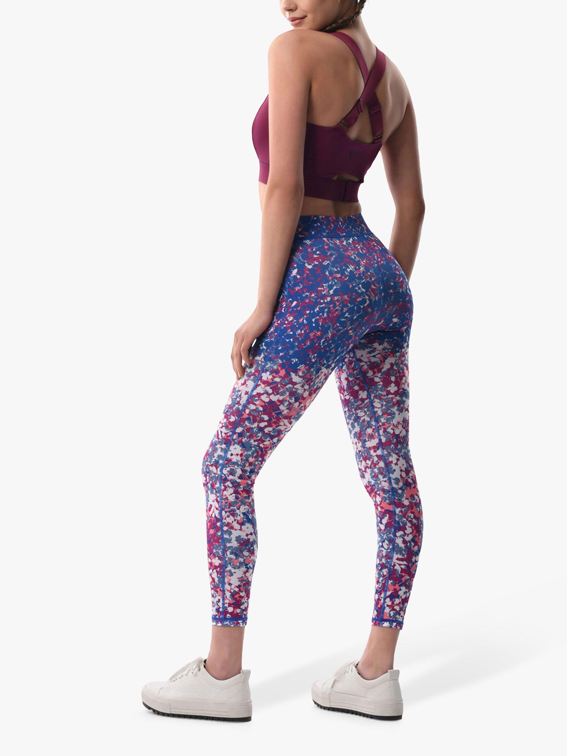 Product image 2 of 4, which shows Closet London Abstract Print Sports Leggings, Blue/Multi, 8