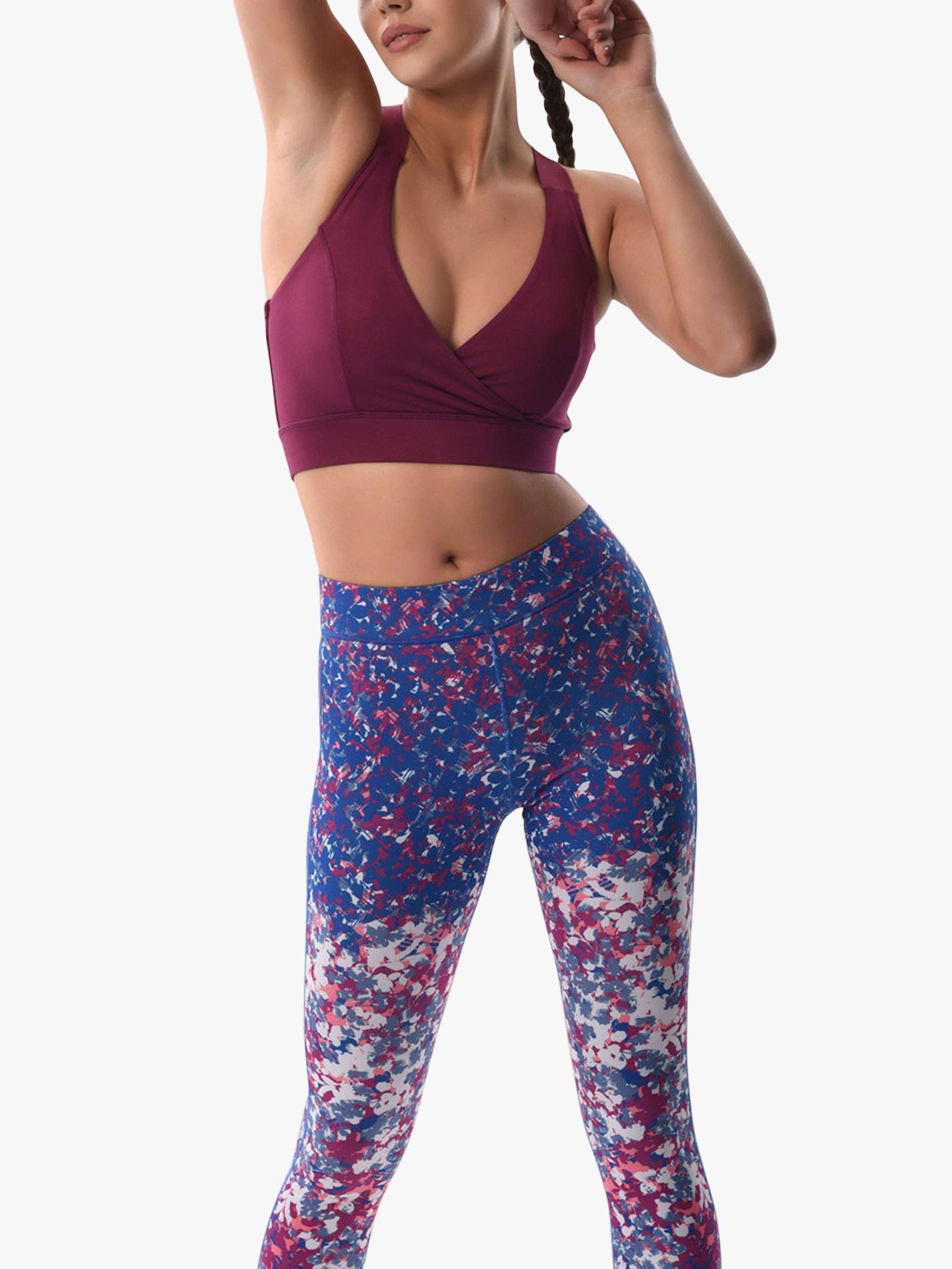 Product image 3 of 4, which shows Closet London Abstract Print Sports Leggings, Blue/Multi, 8