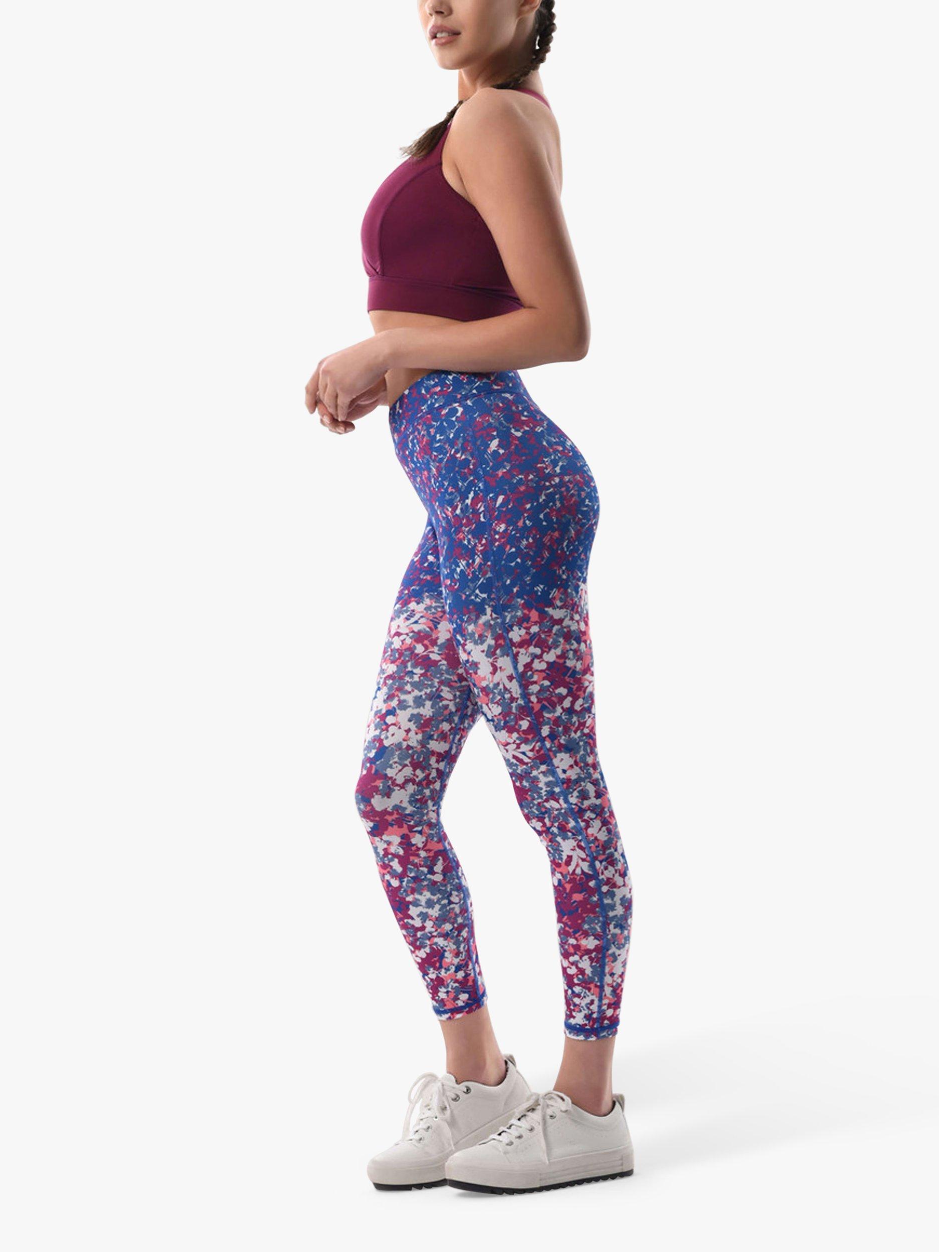 Product image 4 of 4, which shows Closet London Abstract Print Sports Leggings, Blue/Multi, 8
