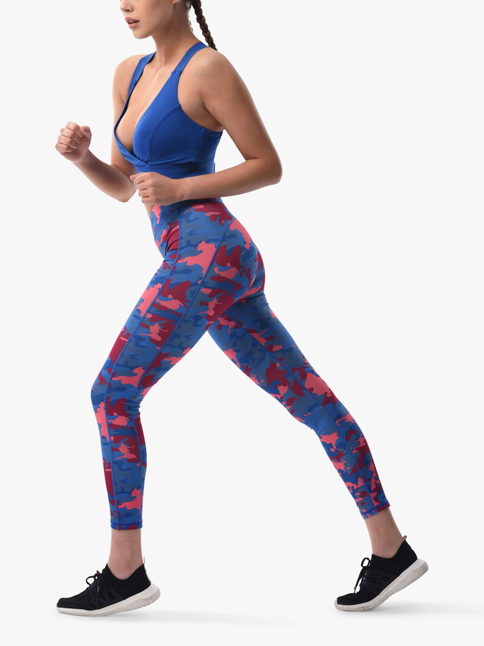 Product image 2 of 4, which shows Closet London Camouflage Print Sports Leggings, Blue/Multi, 10