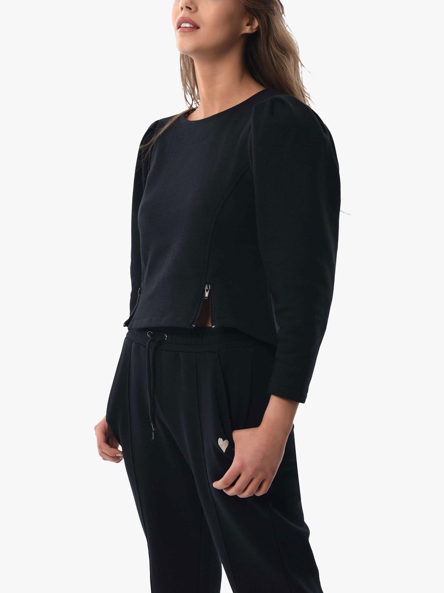 Product image 1 of 4, which shows Closet London Cropped Zip Detail Sweatshirt, Black, 8
