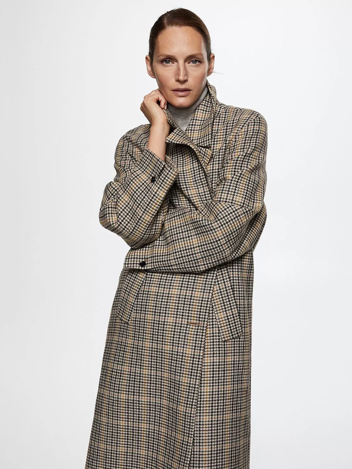 Jigsaw dogtooth maxi fashion coat