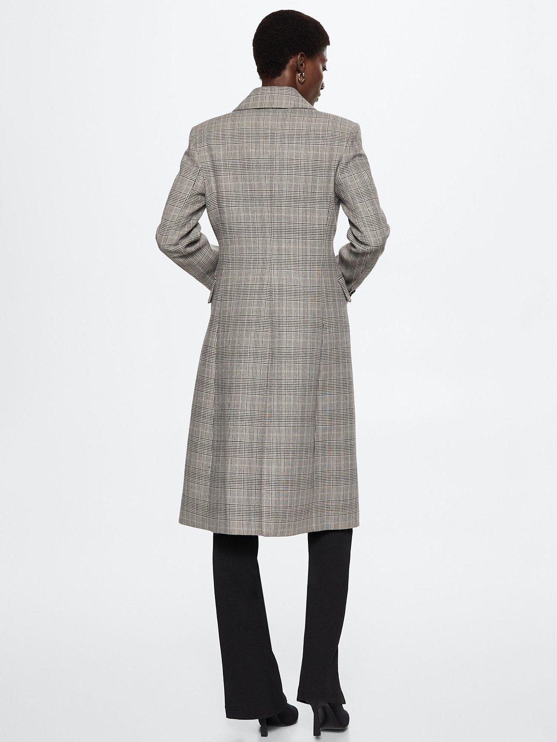 Product image 4 of 6, which shows Mango Martini Prince Of Wales Check Double Breasted Coat, Grey, XXS