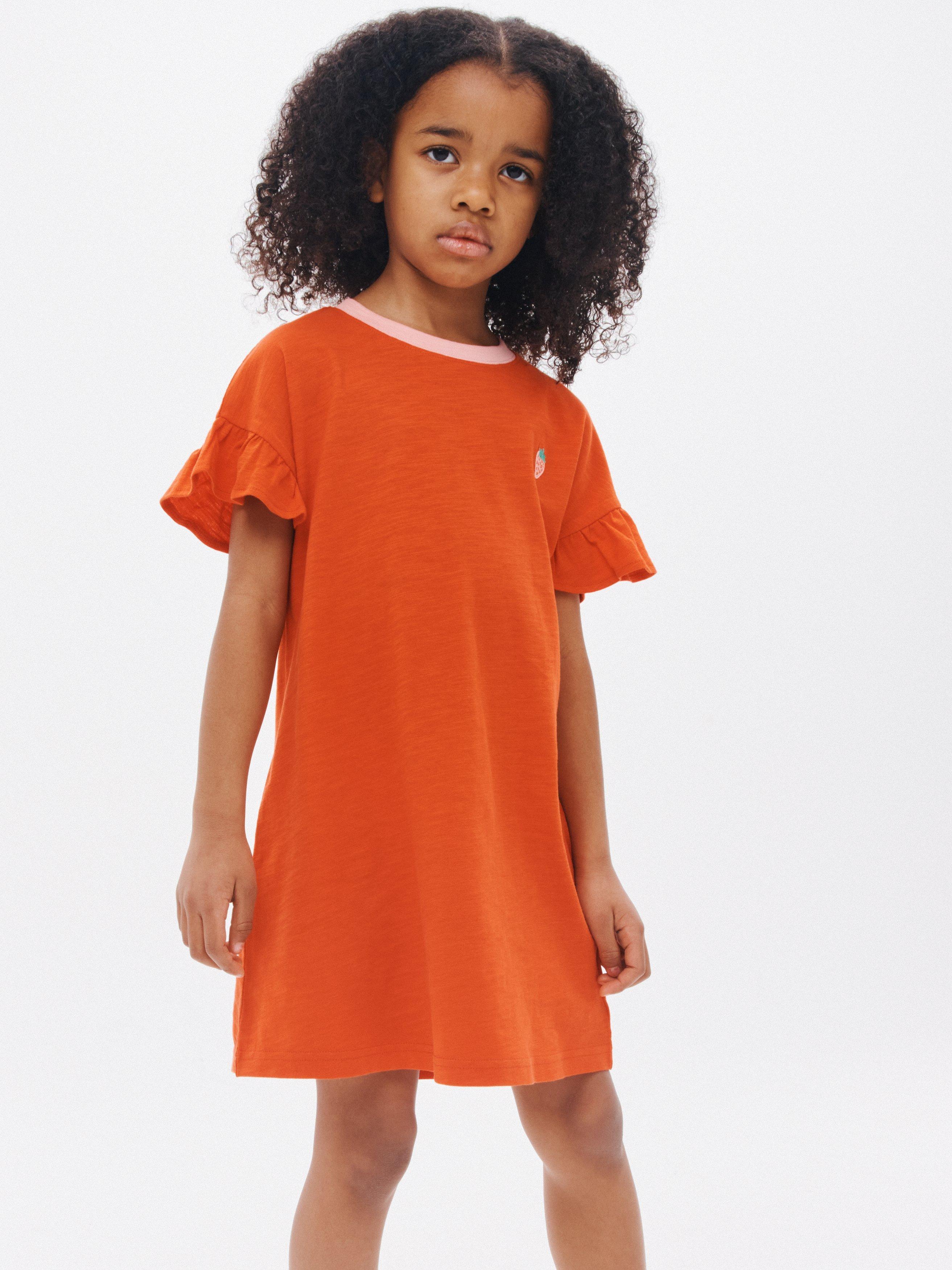 John Lewis ANYDAY Kids' Strawberry Frill Jersey Dress, Red