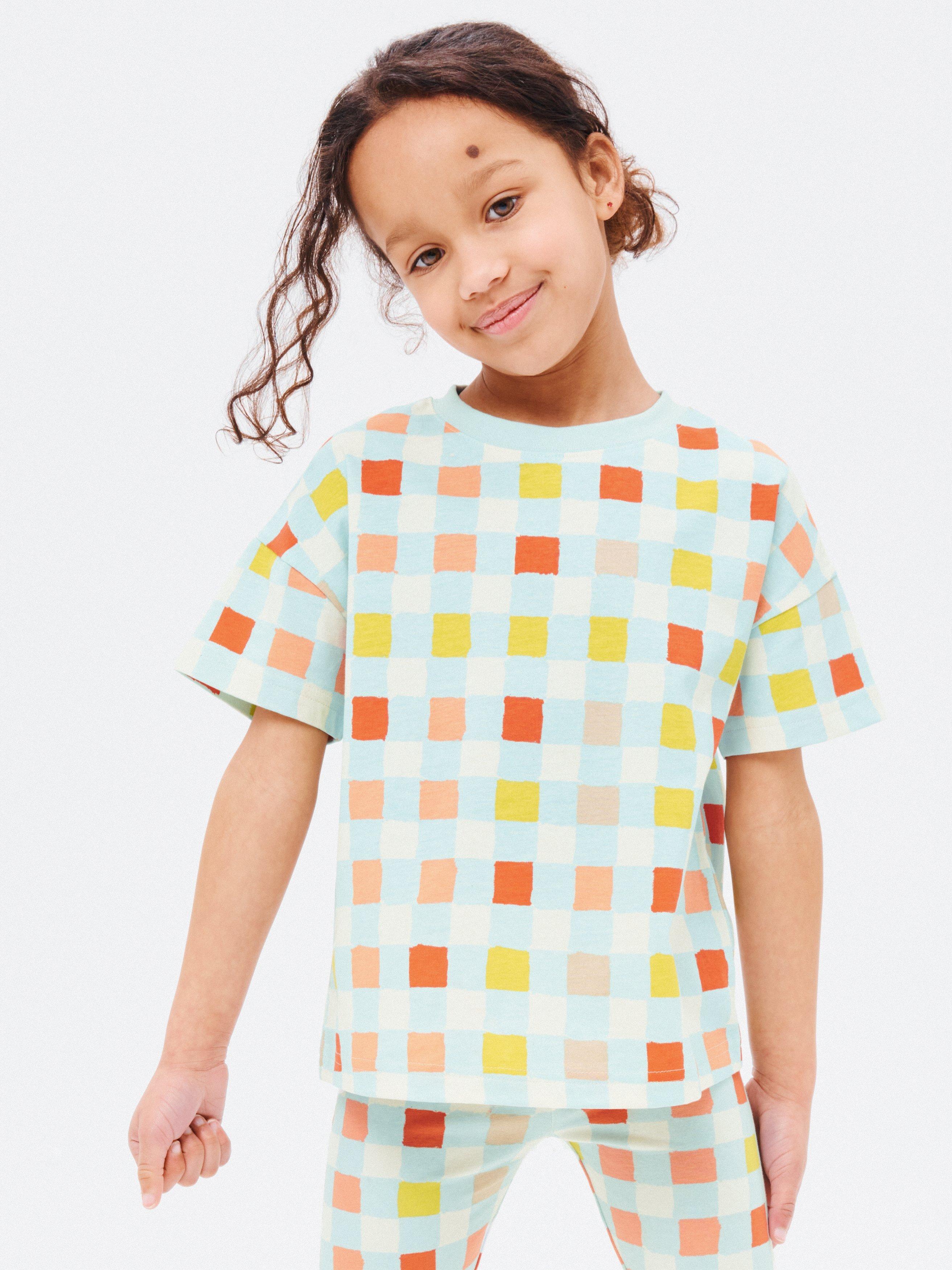 John Lewis Kids' Check Box Short Sleeve T-Shirt, Multi