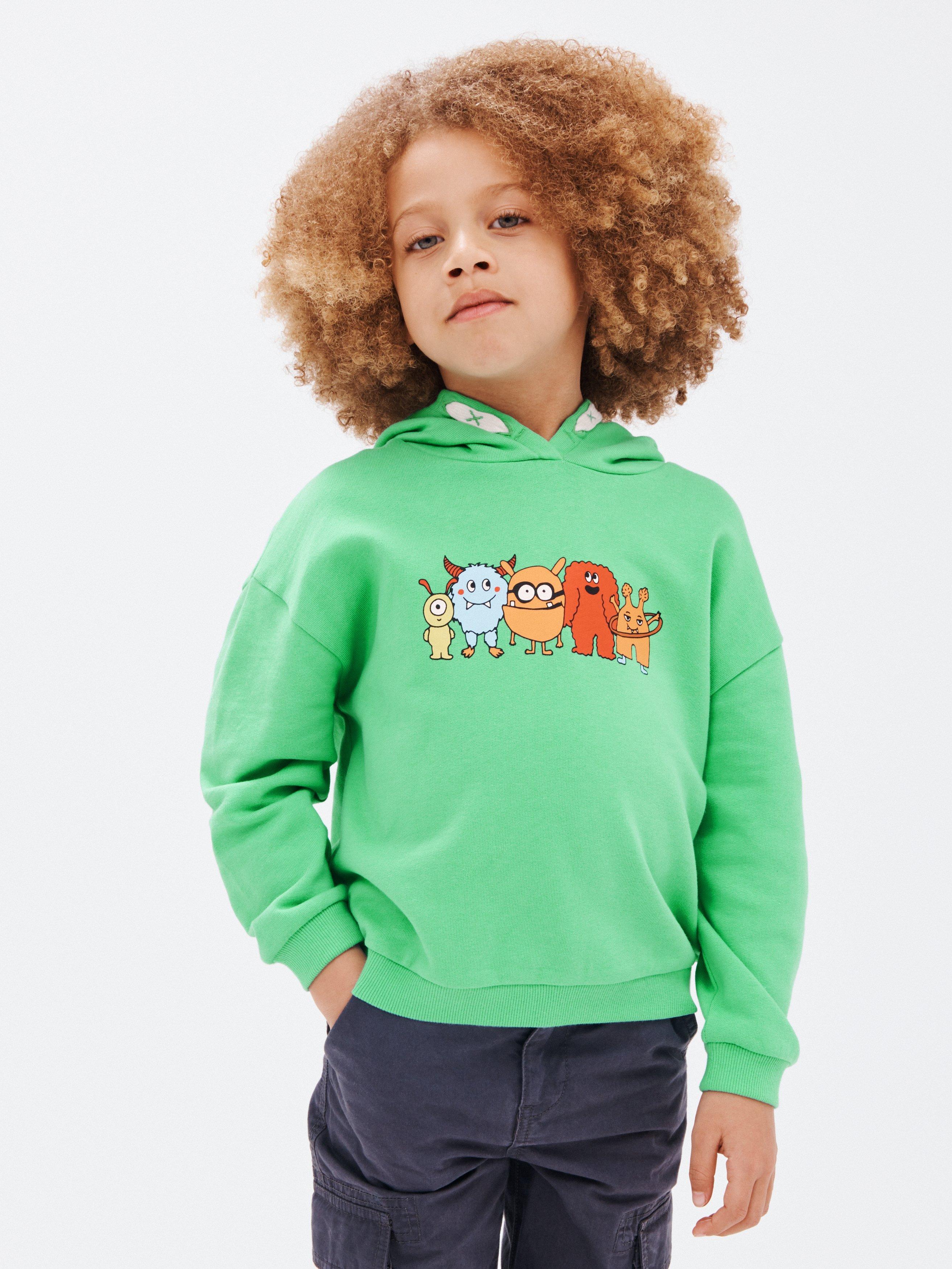 John Lewis ANYDAY Kids' Monsters Hoodie, Green