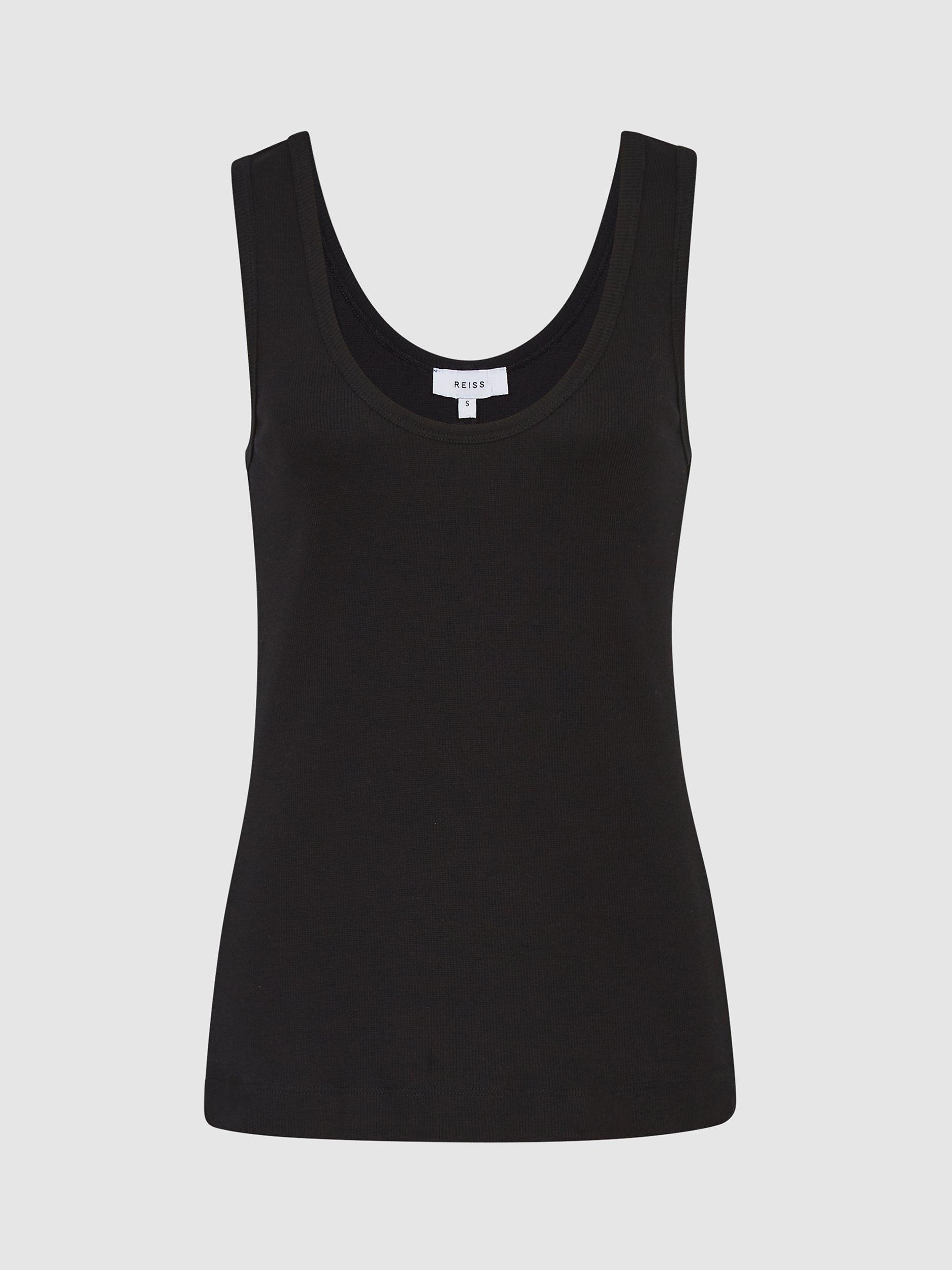 Reiss Violet Scoop Neck Vest Top, Black, XS