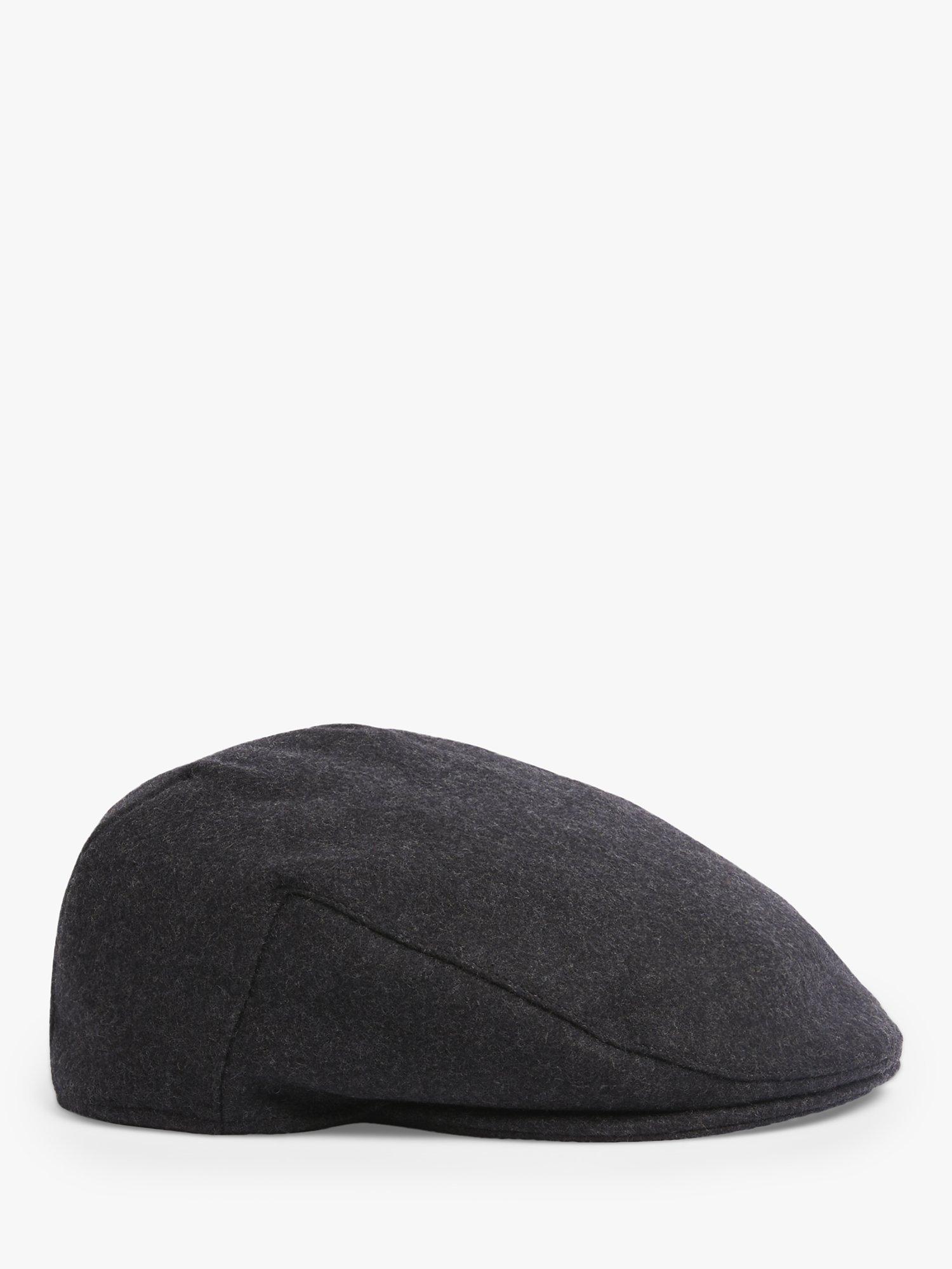 Moss Wool Melton Flat Cap, Charcoal
