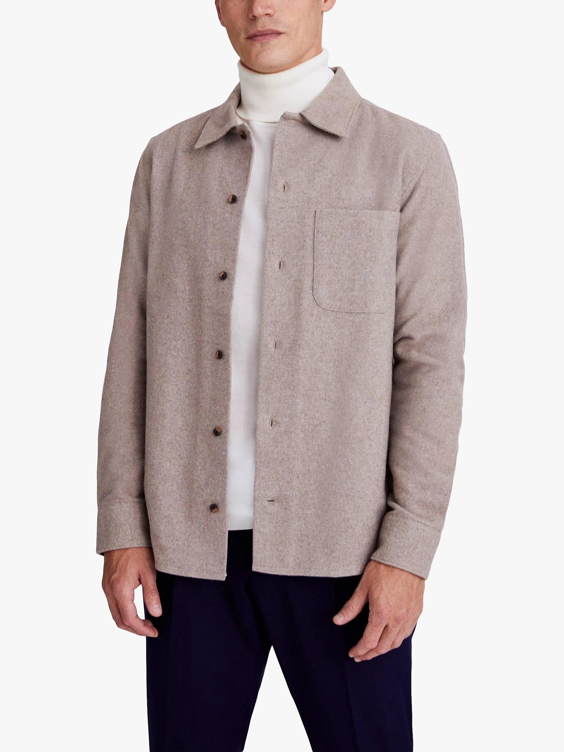 Moss Tailored Fit Wool Blend Overshirt, Oatmeal