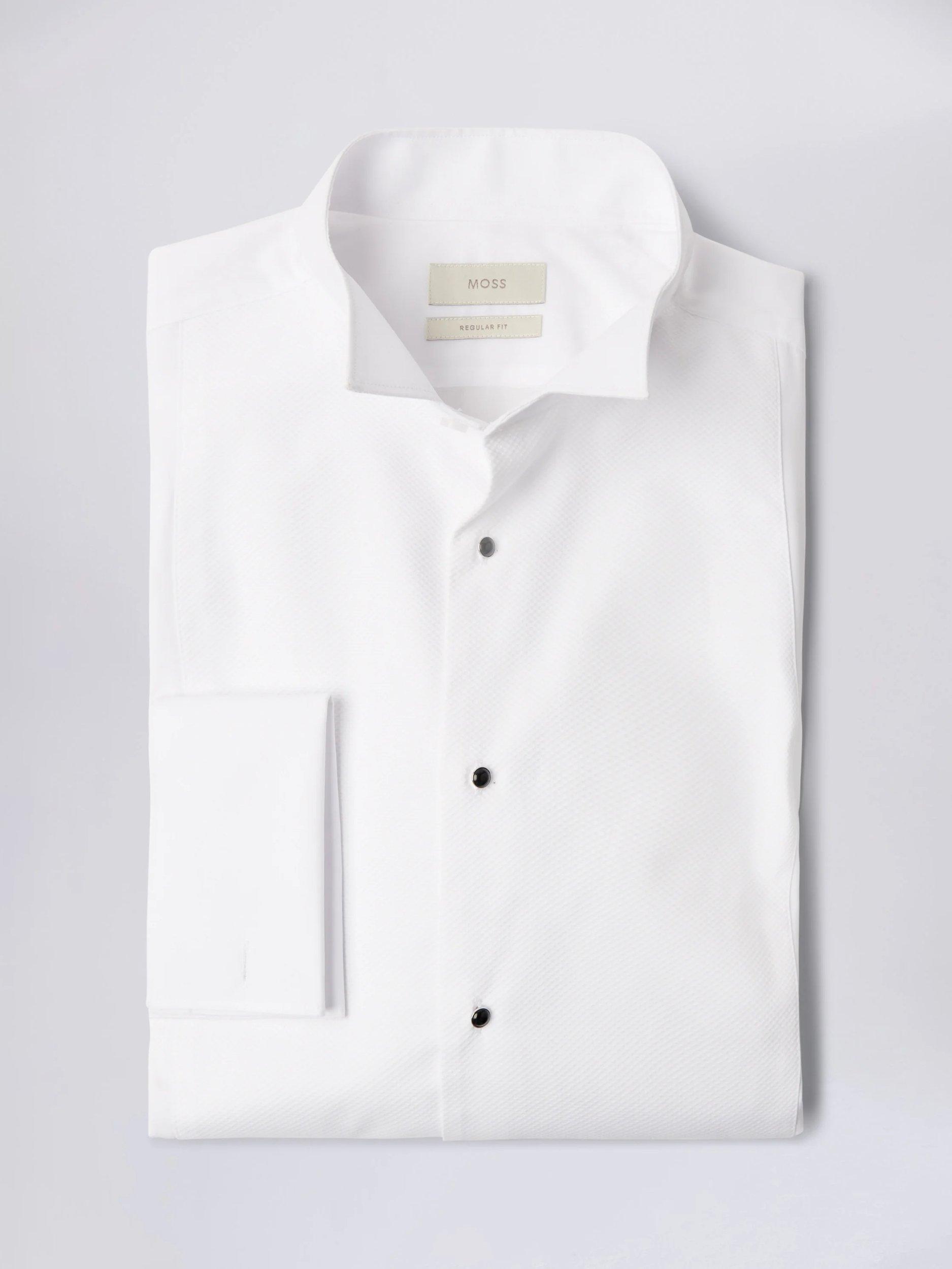 Product image 3 of 3, which shows Moss Regular Fit Marcella Wing Collar Dress Shirt, White, 14