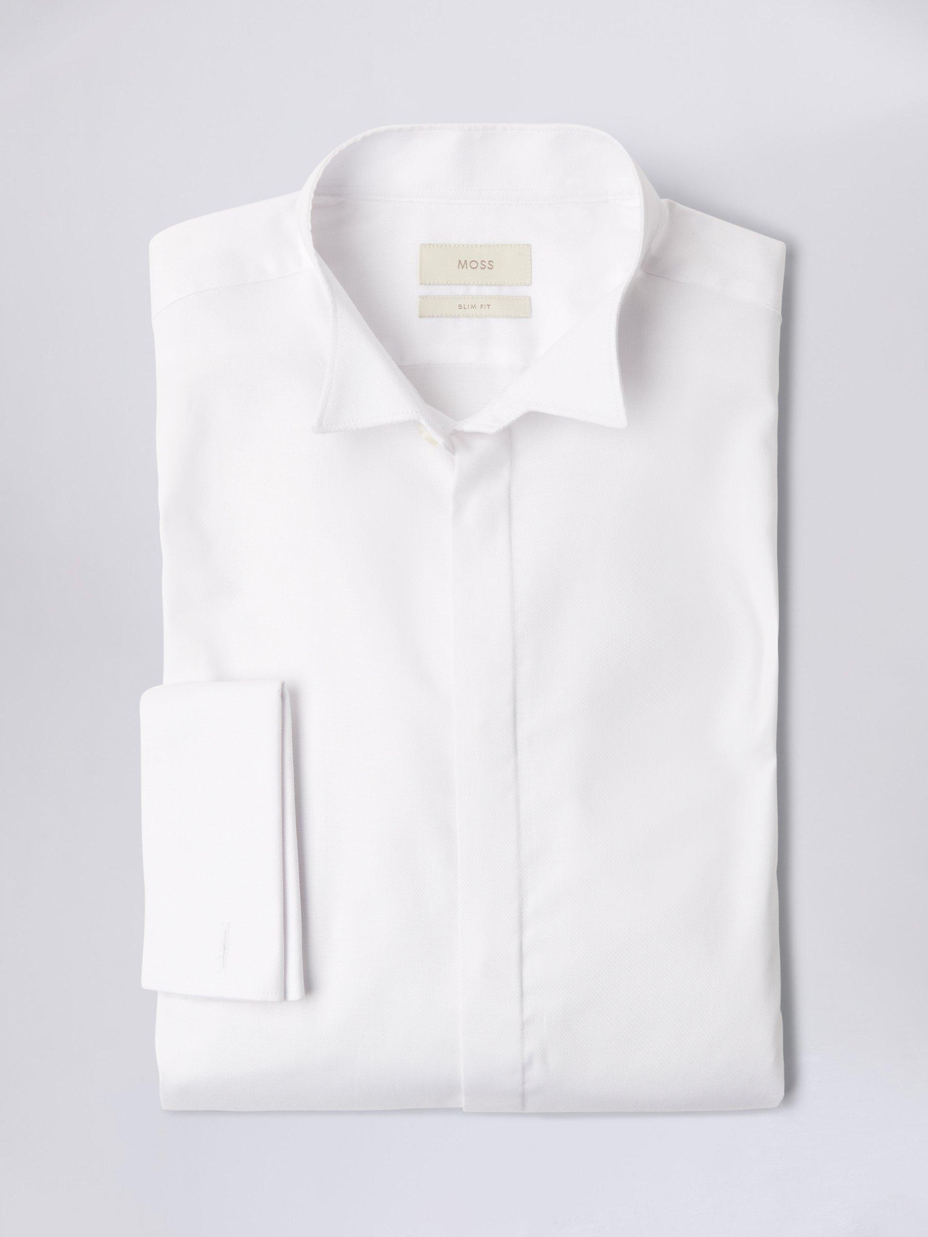 Product image 4 of 4, which shows Moss Slim Fit Wing Collar Dress Shirt, White, 14