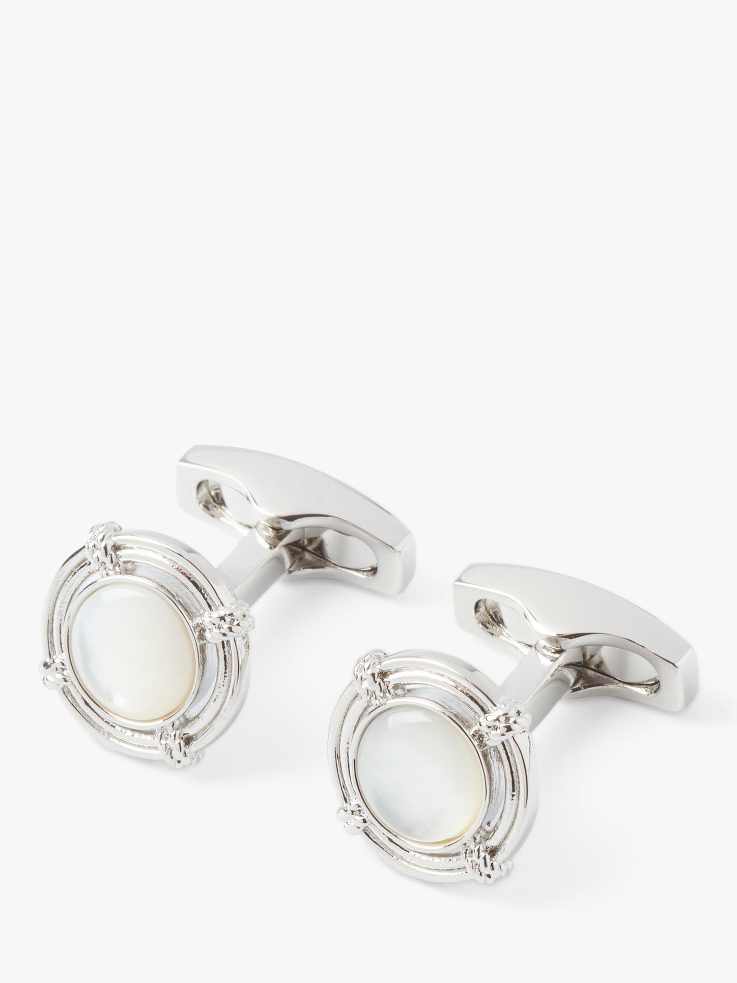 Product image 1 of 4, which shows Simon Carter Lifebouy Mother of Pearl Cufflinks, Silver