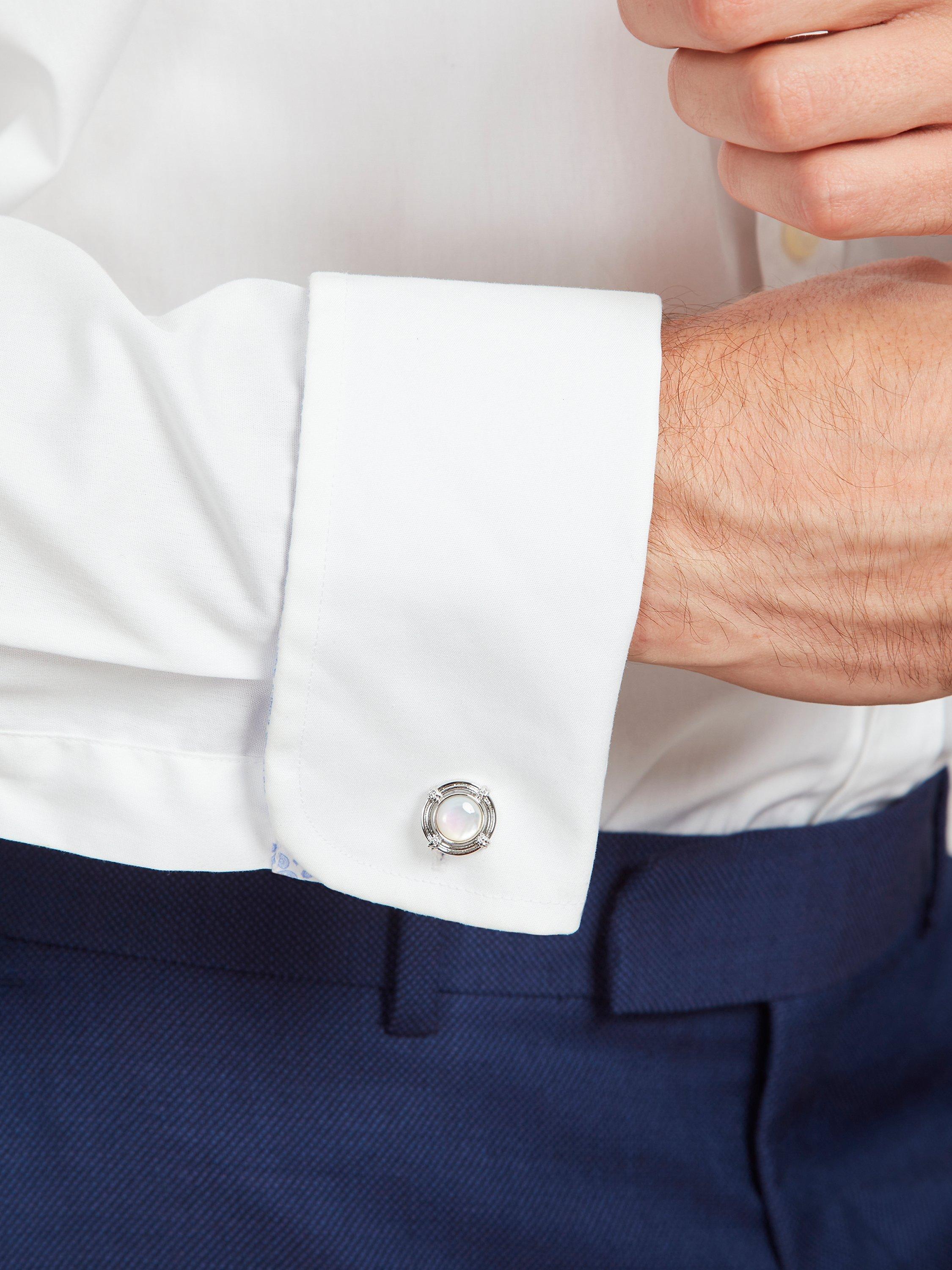 Product image 2 of 4, which shows Simon Carter Lifebouy Mother of Pearl Cufflinks, Silver
