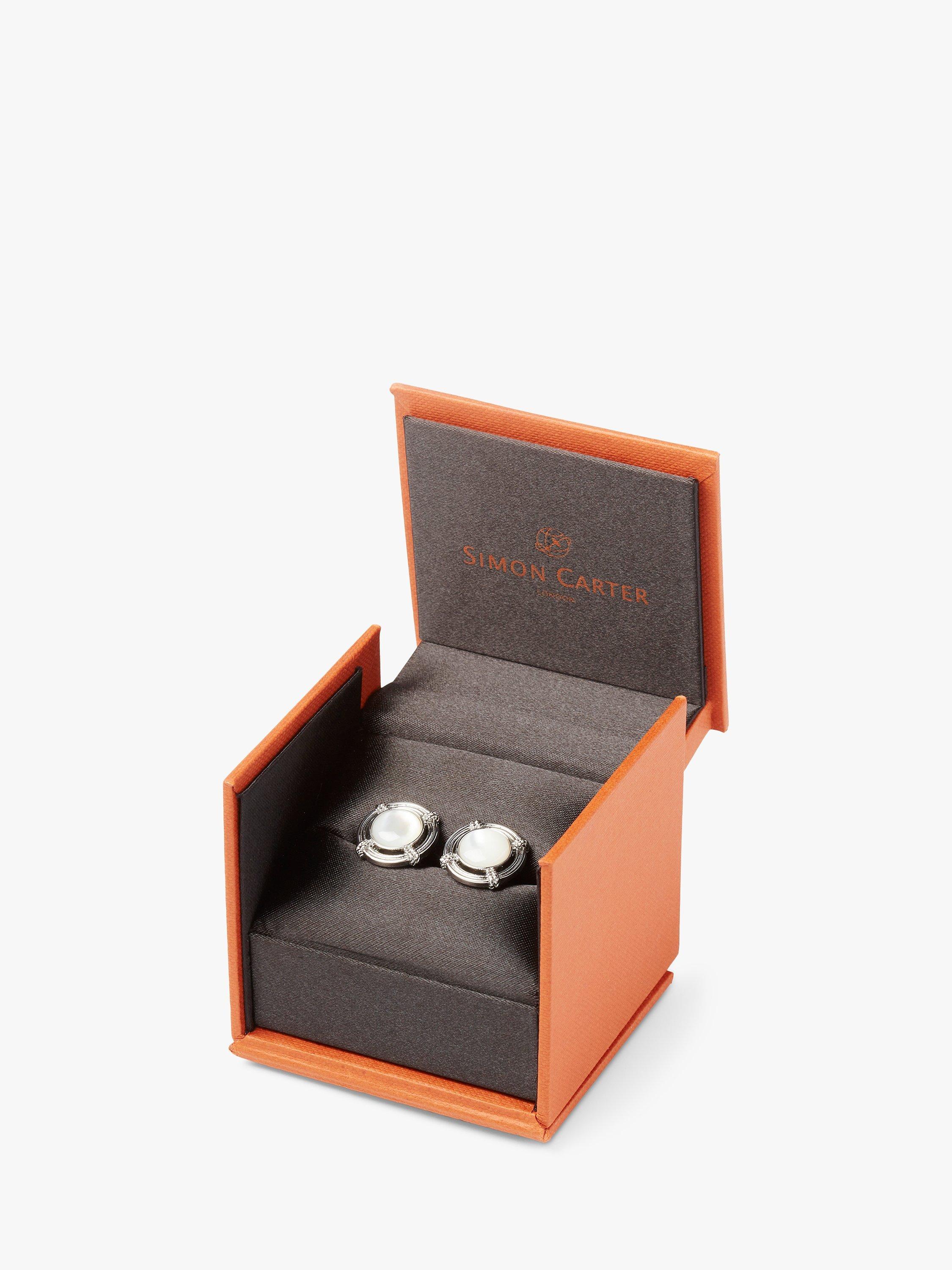 Product image 3 of 4, which shows Simon Carter Lifebouy Mother of Pearl Cufflinks, Silver