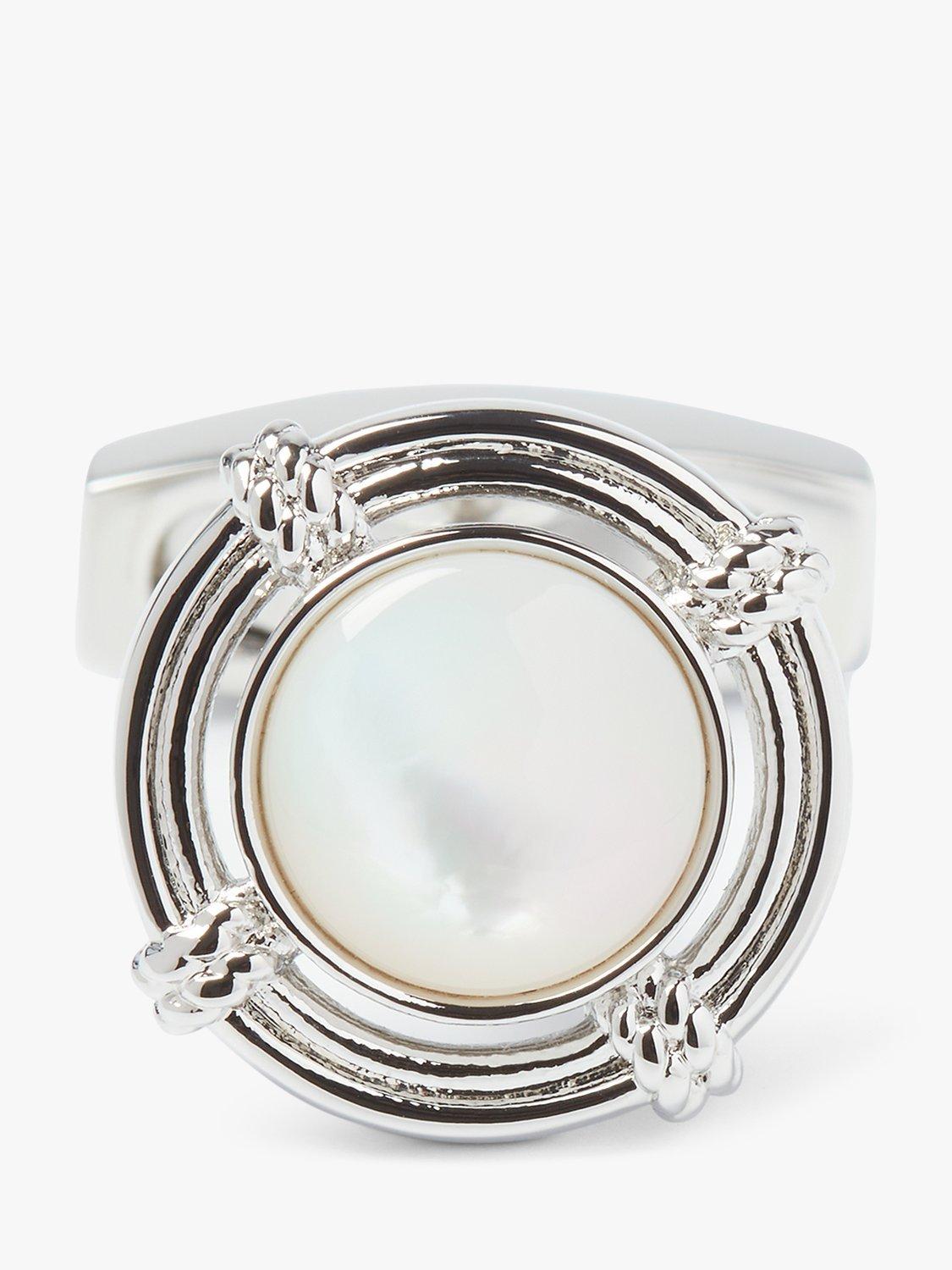 Product image 4 of 4, which shows Simon Carter Lifebouy Mother of Pearl Cufflinks, Silver