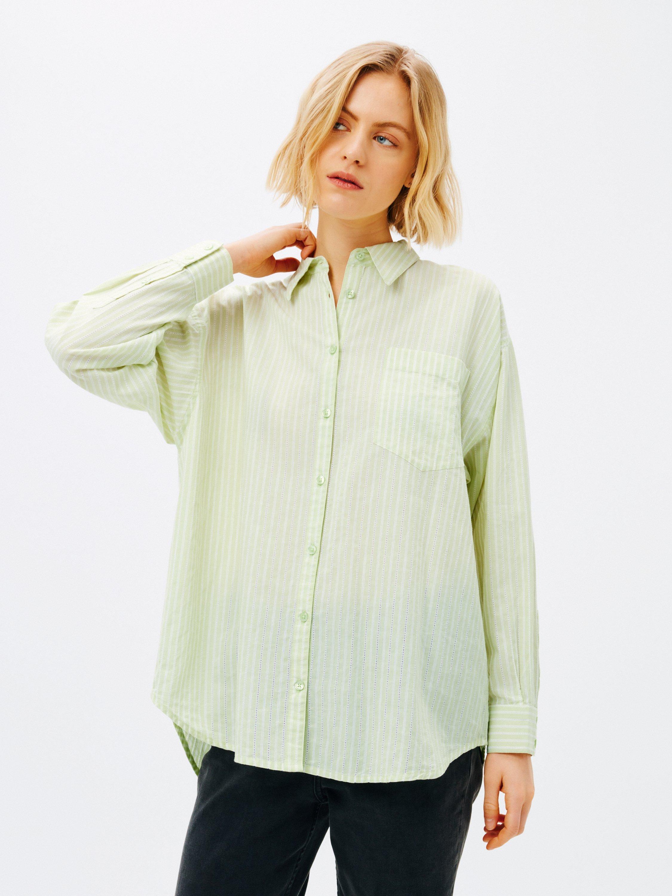John Lewis ANYDAY Relaxed Fit Textured Stripe Shirt, Green