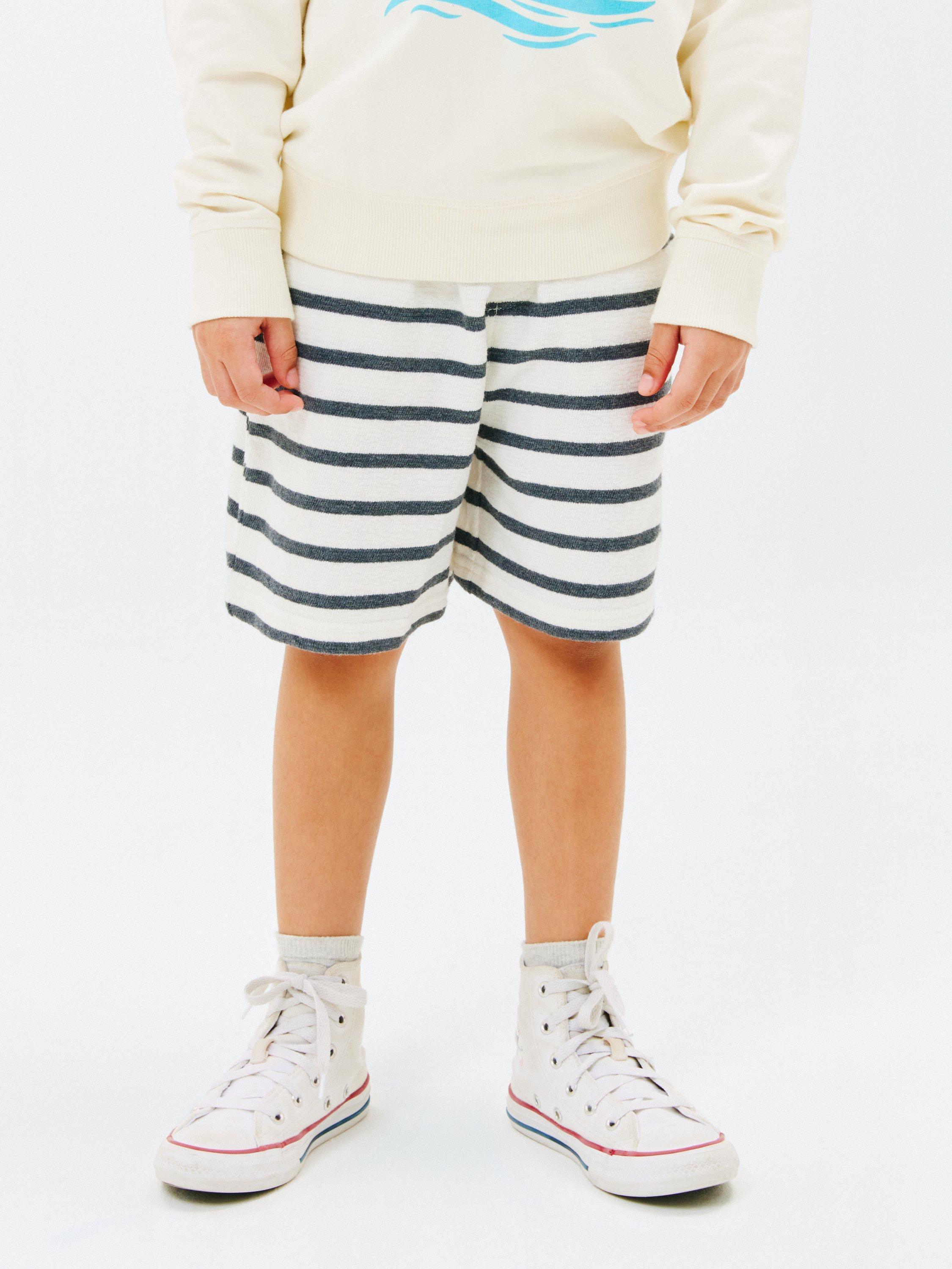 John Lewis Kids' Stripe Towelling Shorts, White