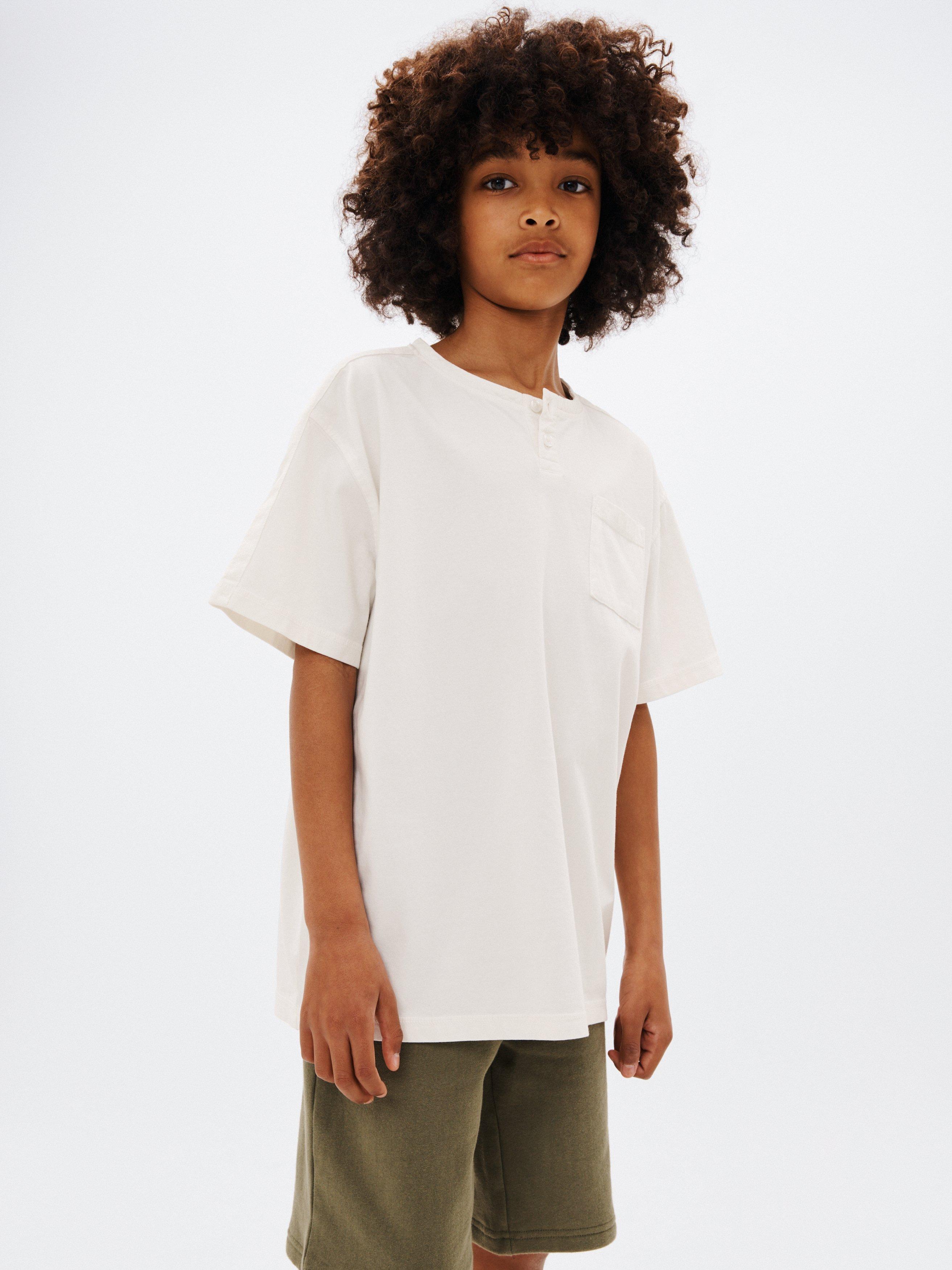 John Lewis Kids' Henley Short Sleeve T-Shirt, White