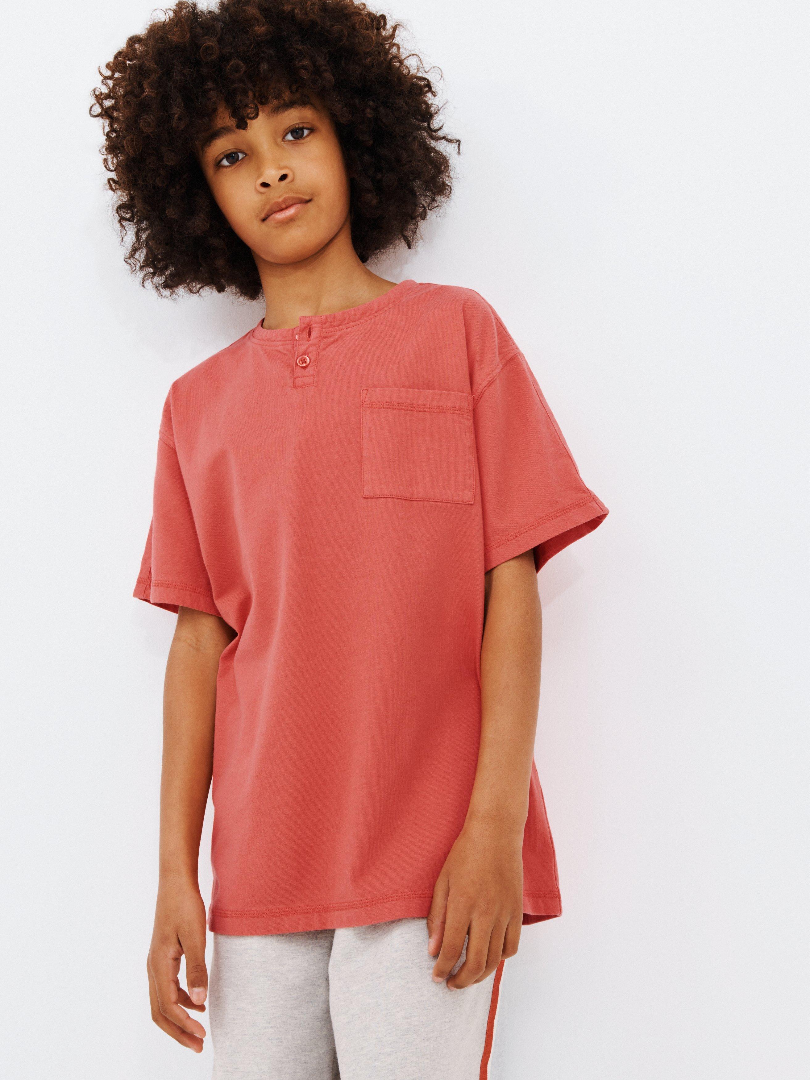 John Lewis Kids' Henley Short Sleeve T-Shirt, Red