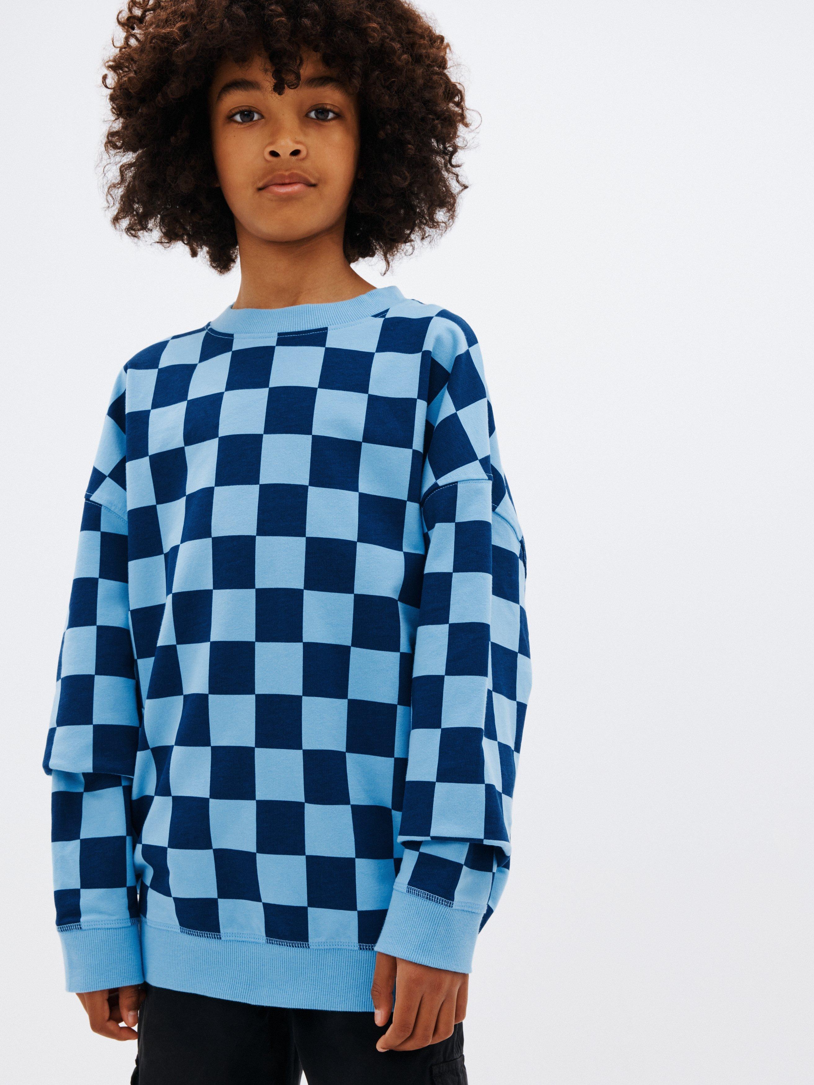 John Lewis Kids' Check Sweatshirt, Blue