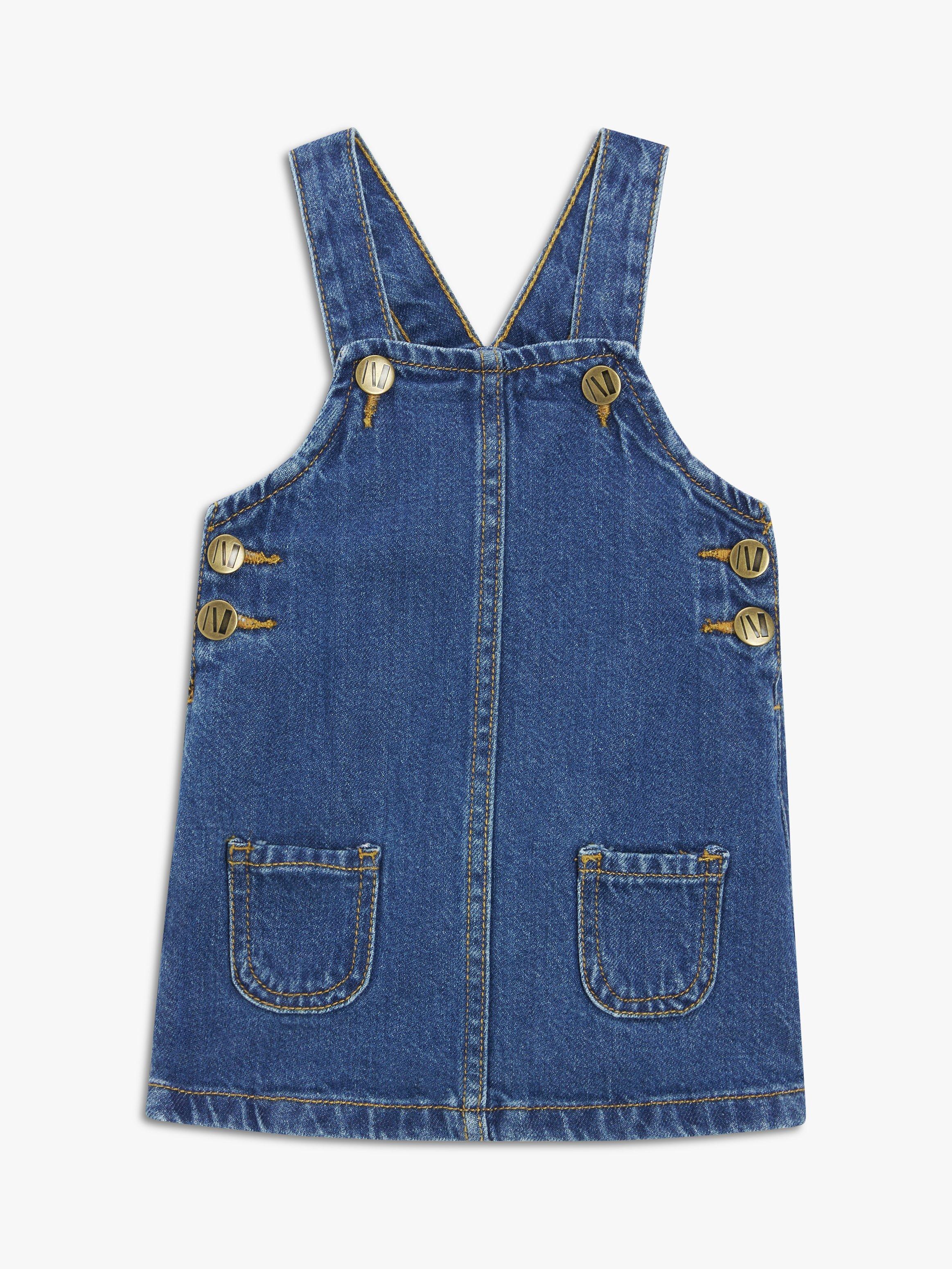 John Lewis Baby Denim Pinny Dress, Blue