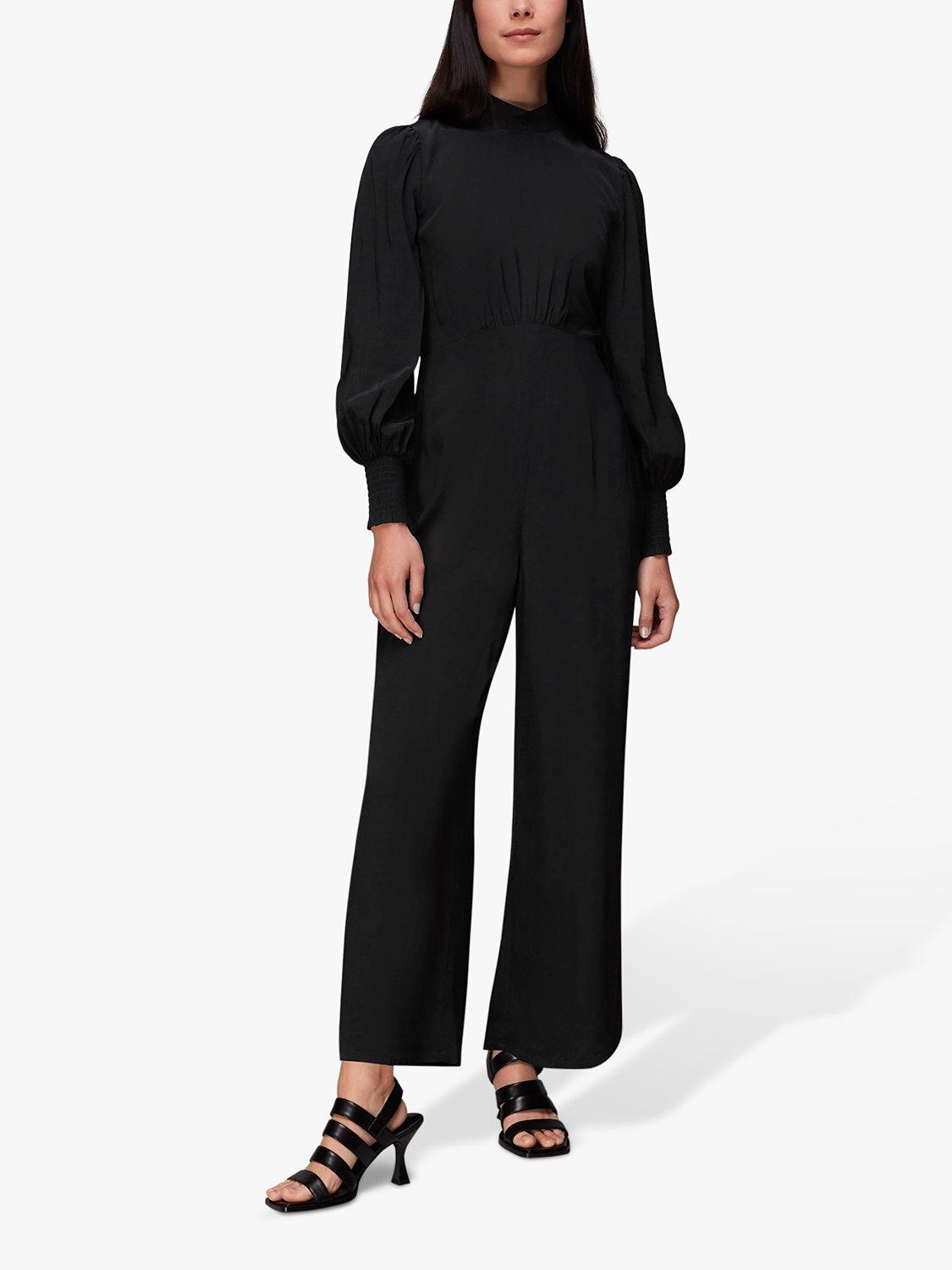 Whistles Shirred Cuff Empire Line Jumpsuit Black