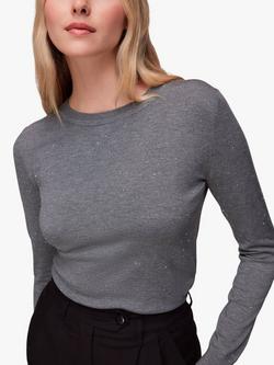 Whistles Annie Sparkle Crew Neck Jumper, Grey