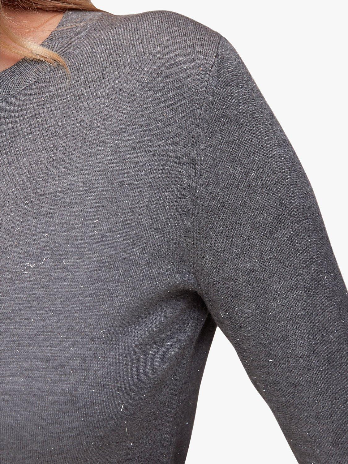 Product image 5 of 6, which shows Whistles Annie Sparkle Crew Neck Jumper, Grey, 6