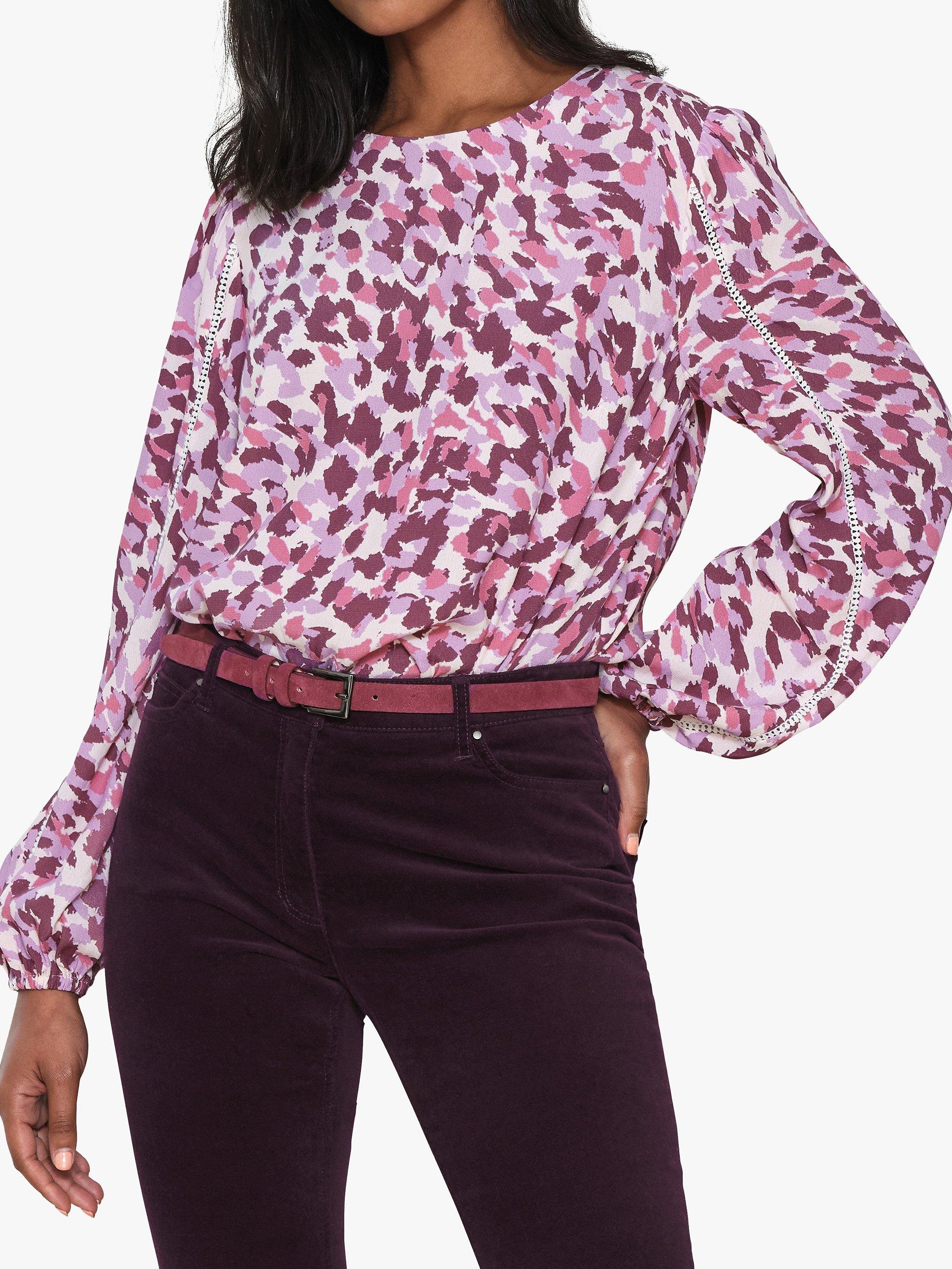 Product image 1 of 2, which shows Pure Collection Brush Stroke Print Top, Pink/Multi, 8
