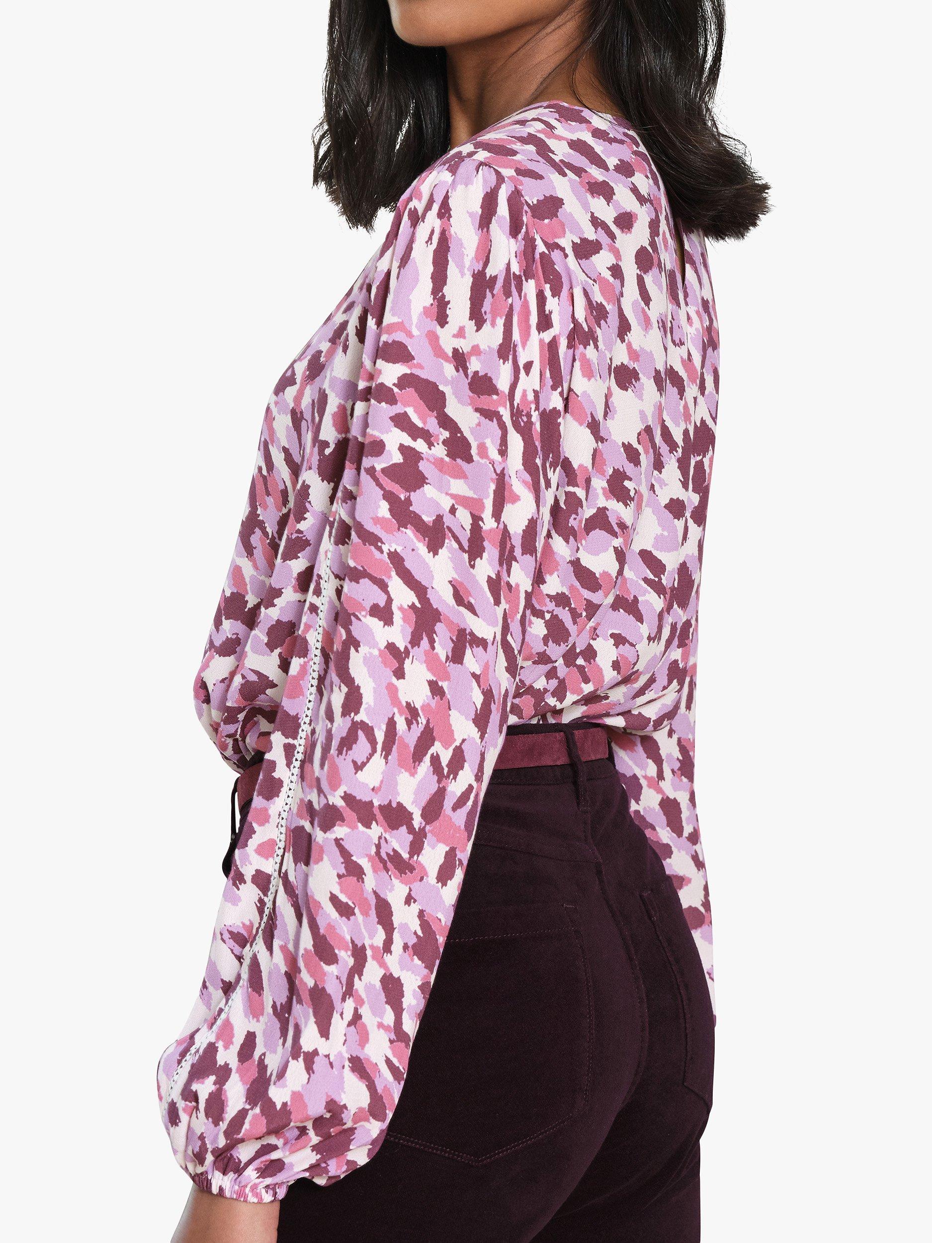 Product image 2 of 2, which shows Pure Collection Brush Stroke Print Top, Pink/Multi, 8
