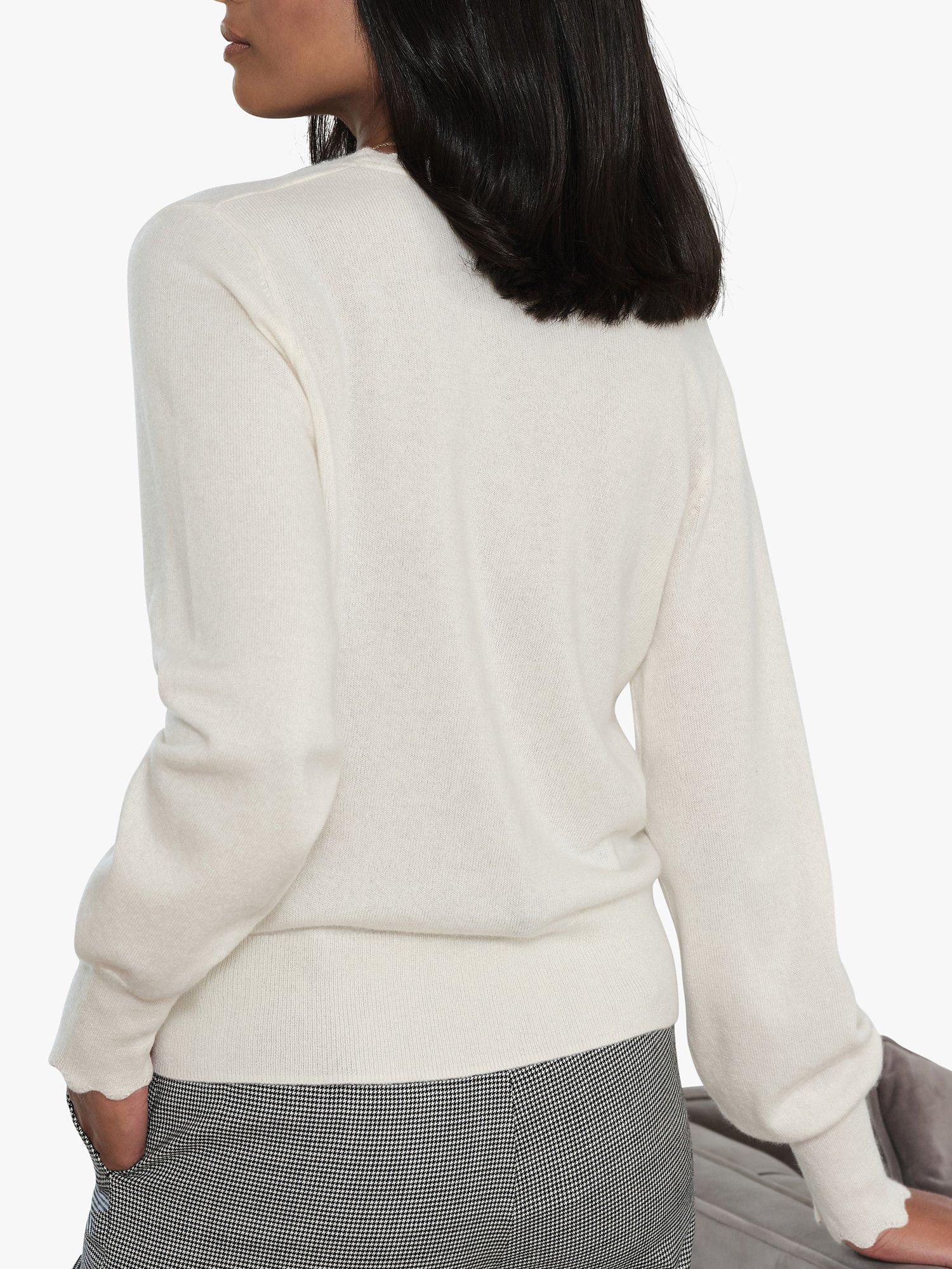 Product image 2 of 3, which shows Pure Collection Cashmere Scalloped Cardigan, Soft White, 8