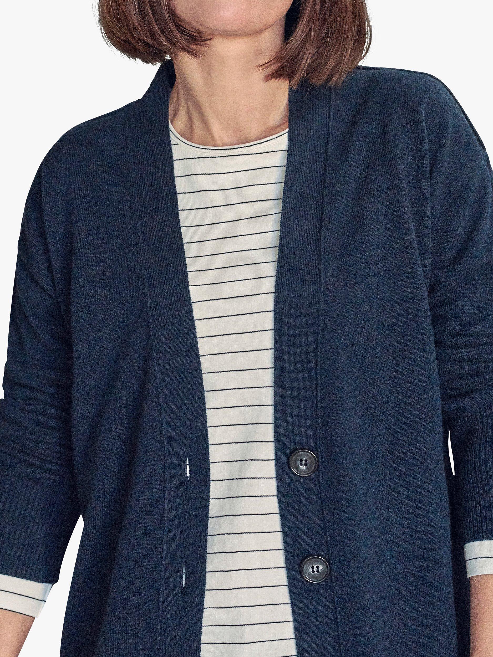 Product image 3 of 3, which shows Pure Collection Cashmere Boyfriend Cardigan, Navy, 8