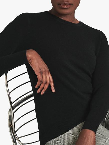 Pure Collection Cashmere Crew Neck Jumper, Black