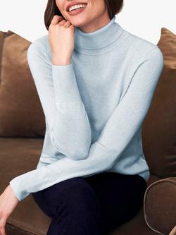 Pure Collection Cashmere Roll Neck Jumper, Cloud Blue