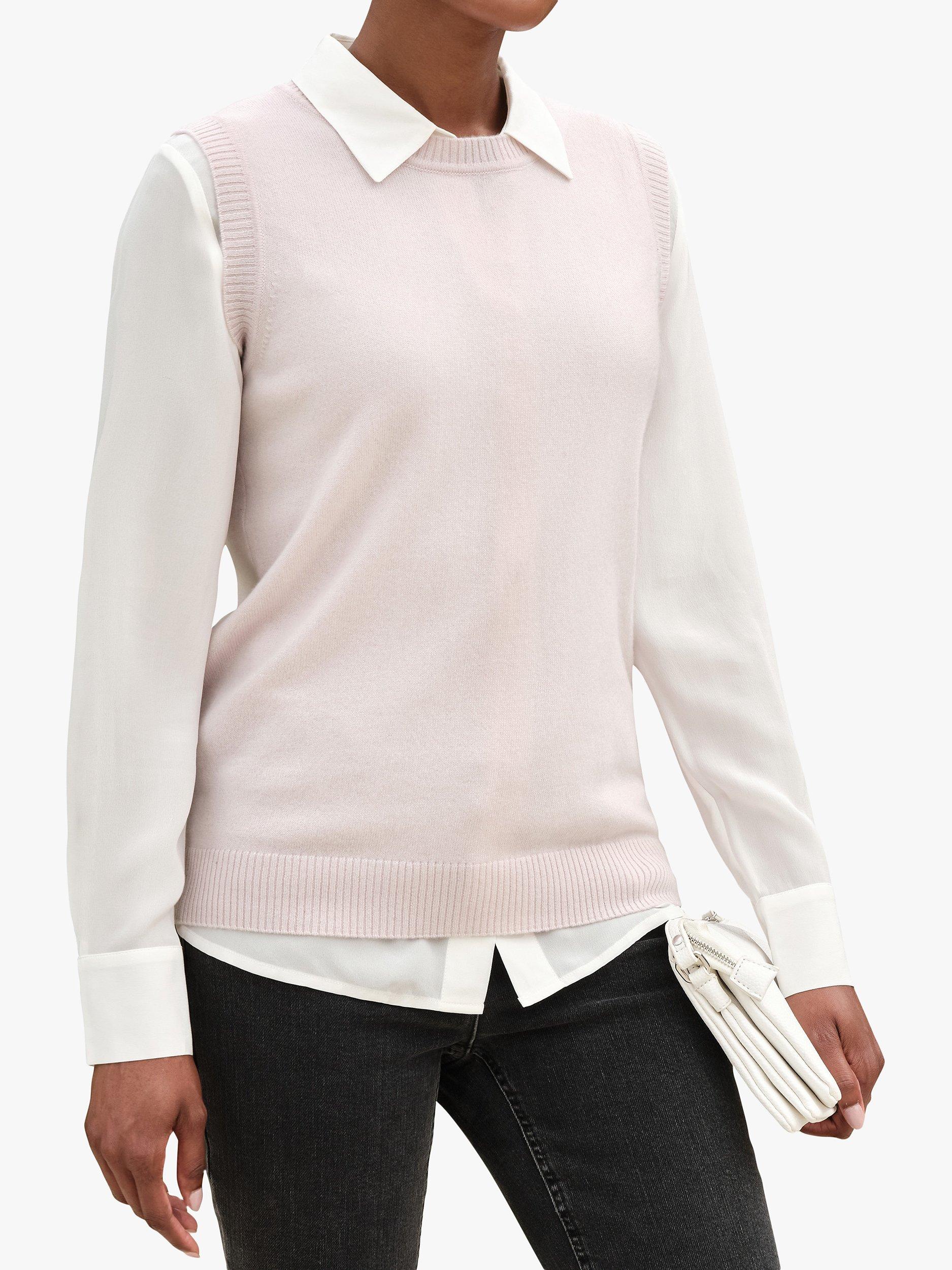 Product image 3 of 3, which shows Pure Collection Cashmere Knitted Jumper Vest, Soft Oyster, 8