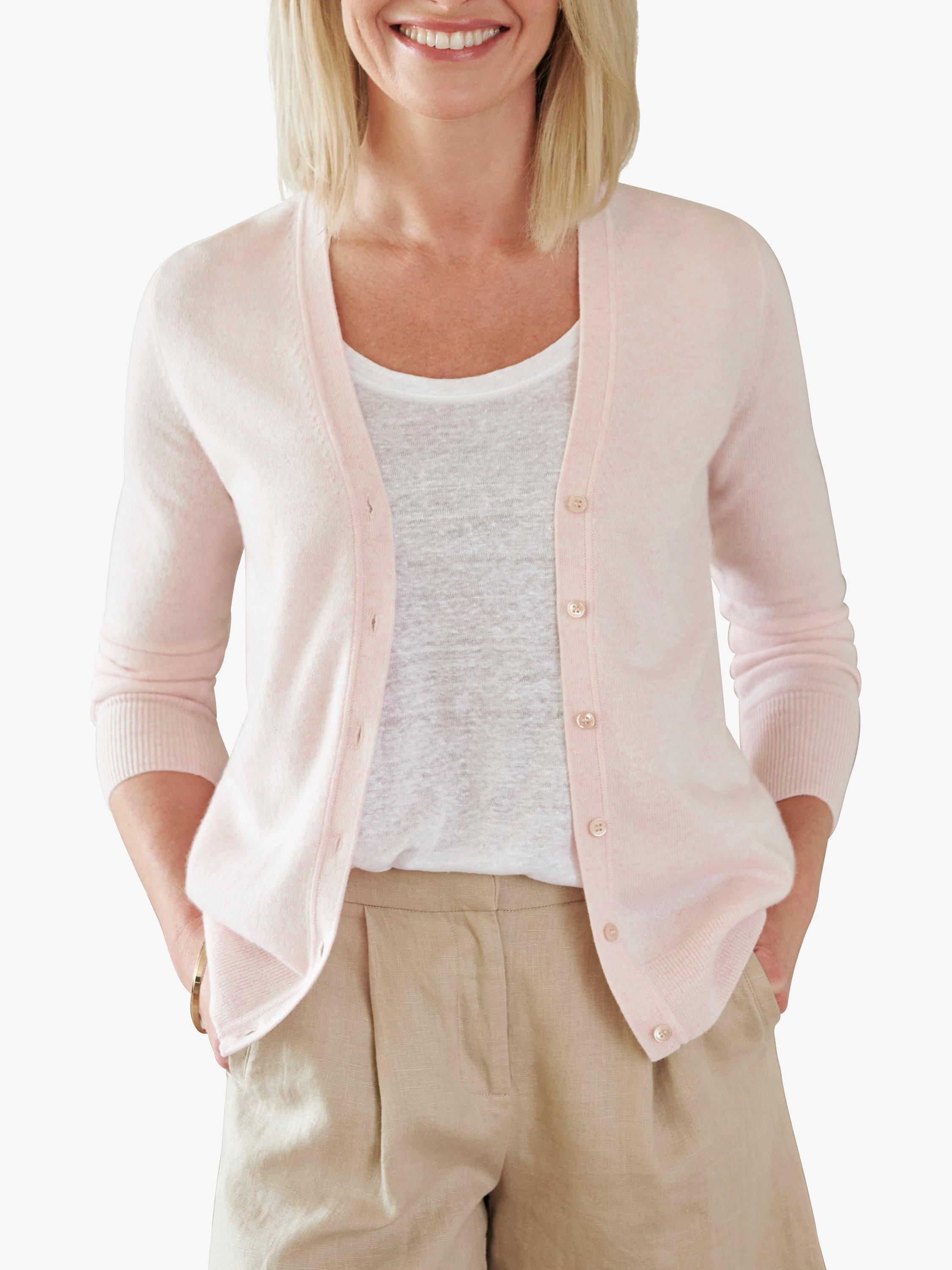 Pure Collection V-Neck Cashmere Cardigan, Rosemist, 8