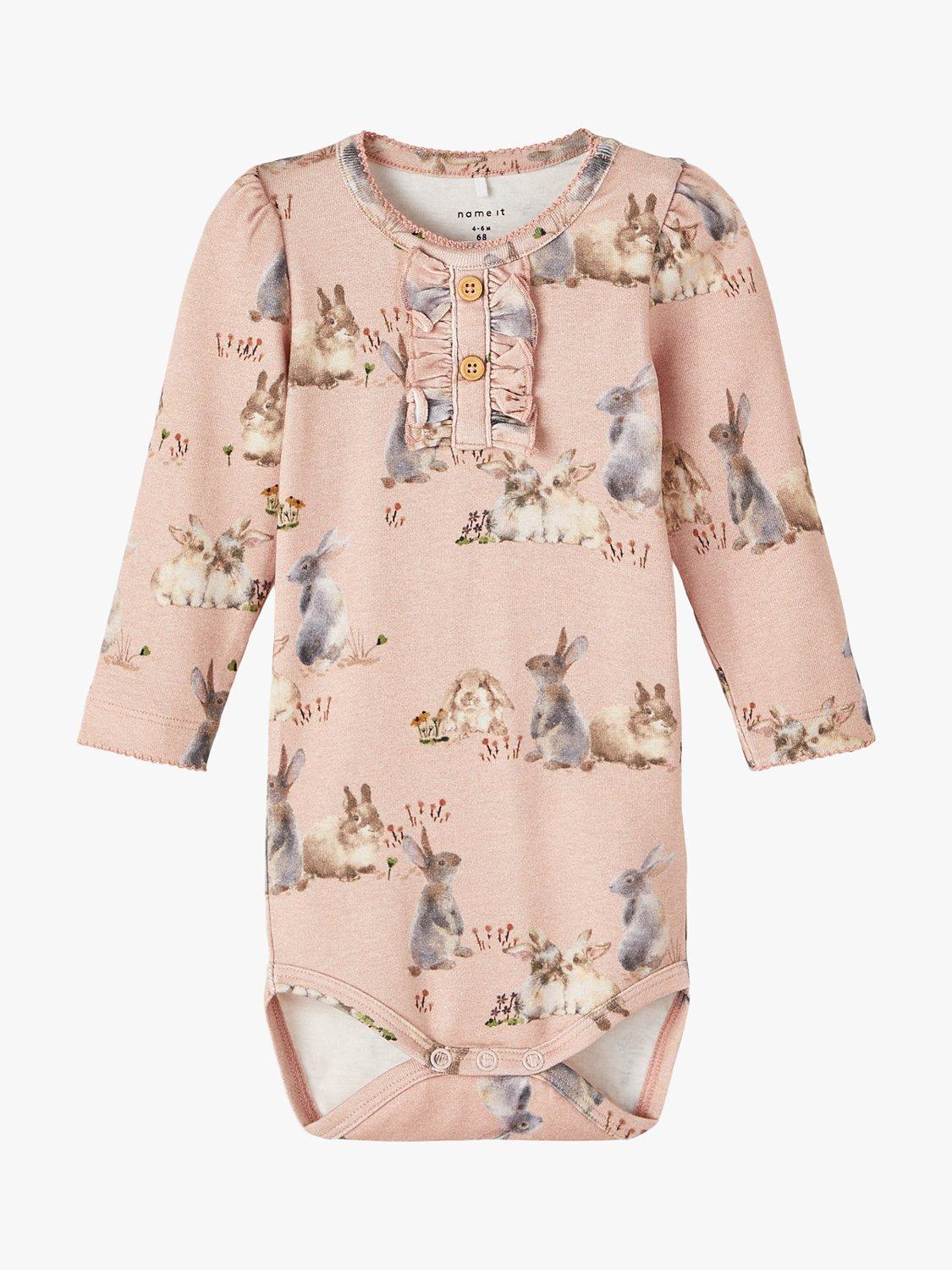 NAME IT Baby Bunny Bodysuit, Rose Smoke