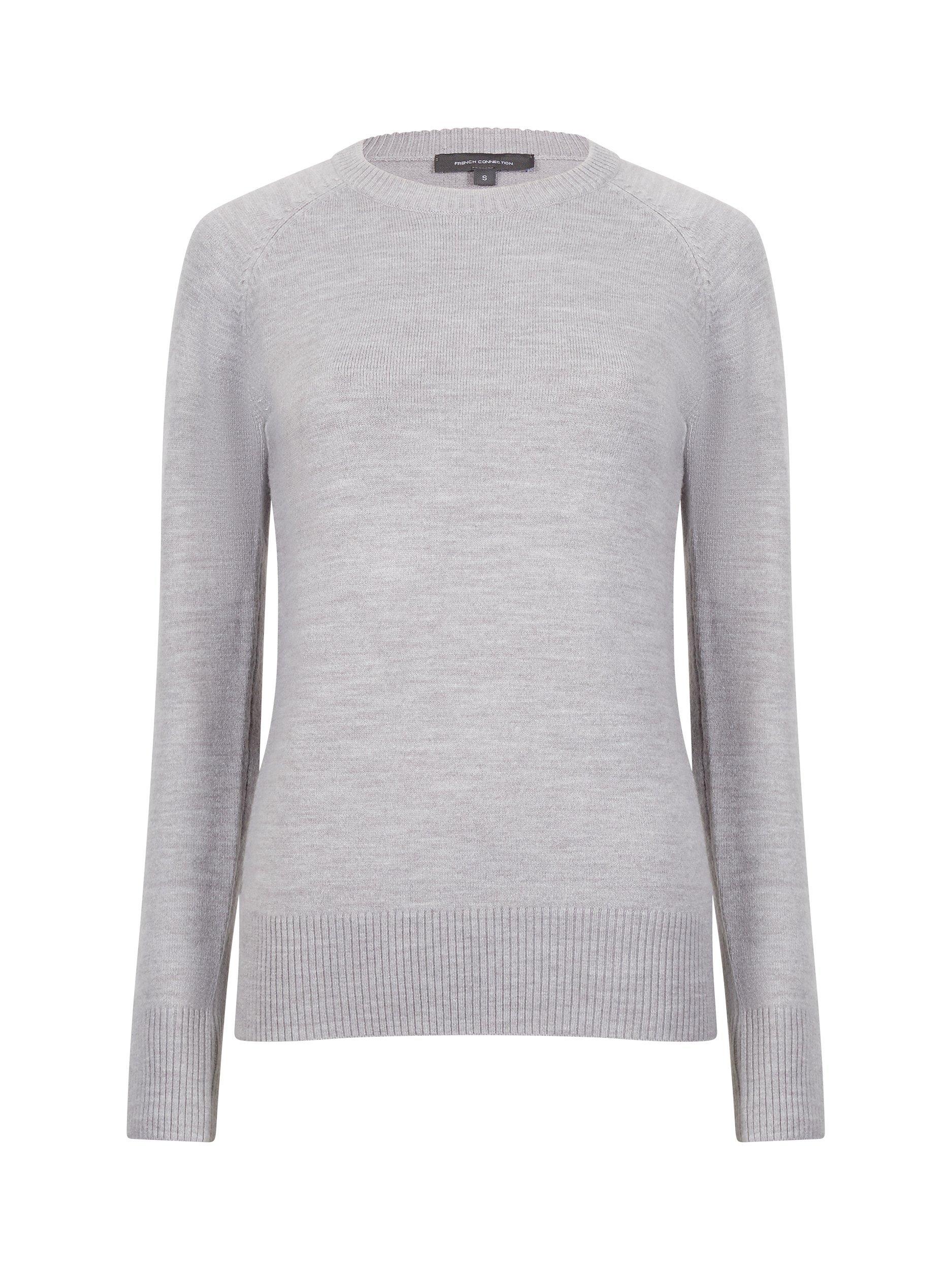 French Connection Babysoft Raglan Sleeve Crew Neck Jumper, Dove Grey Melange   