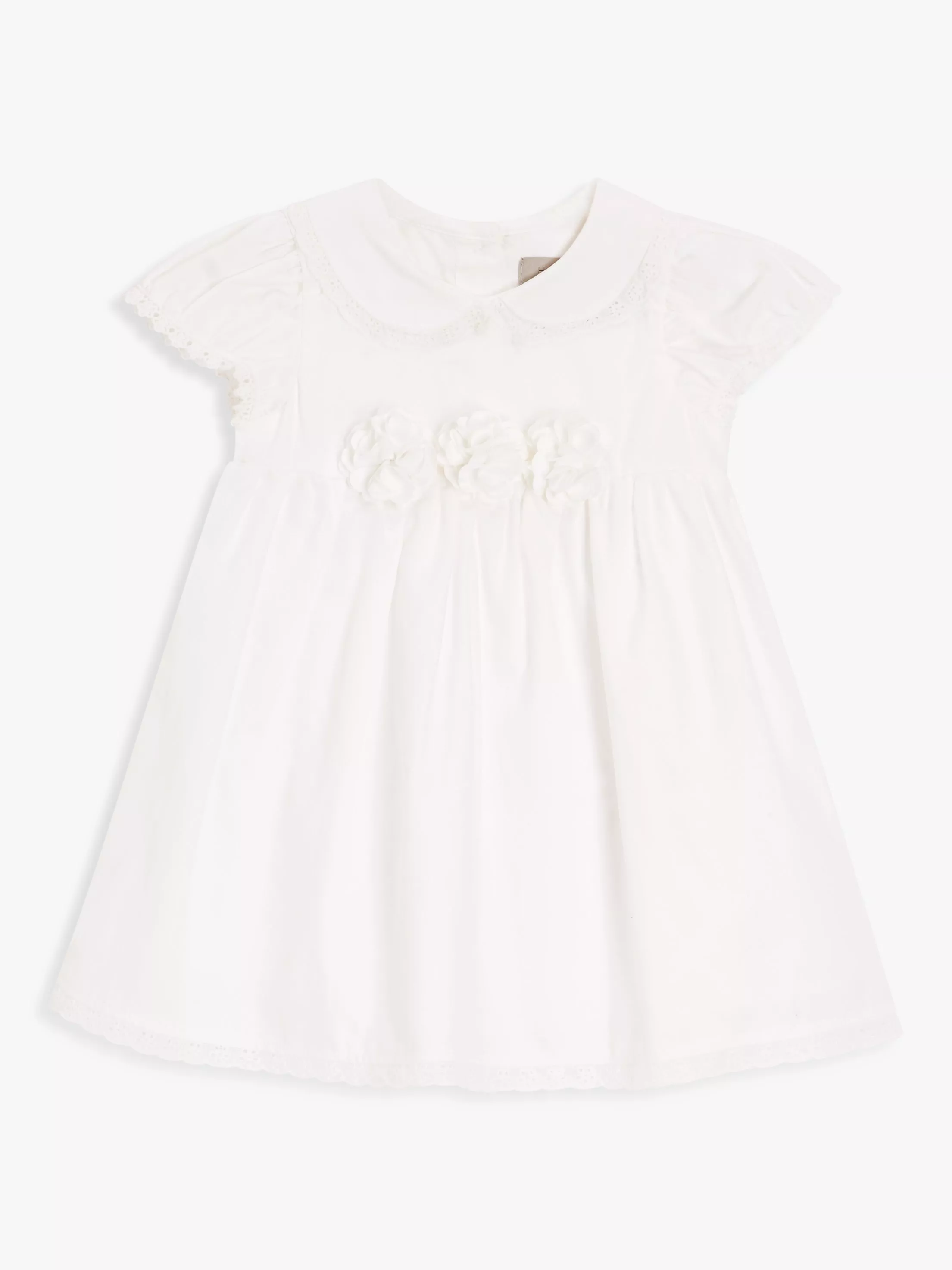 John Lewis Heirloom Collection Baby Cotton Collar Dress, White