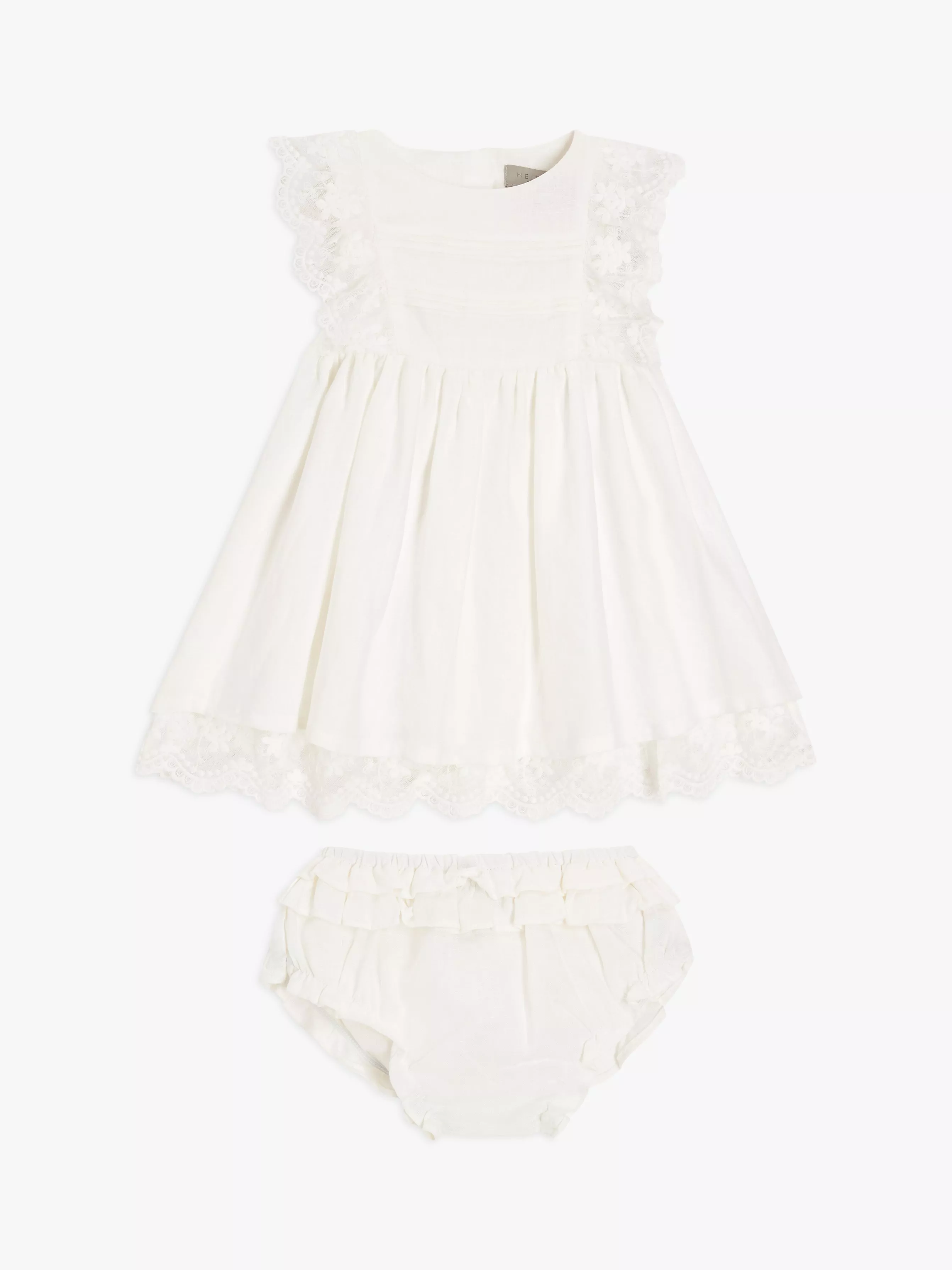 John Lewis Heirloom Collection Baby Linen Christening Dress Bloomer Set White